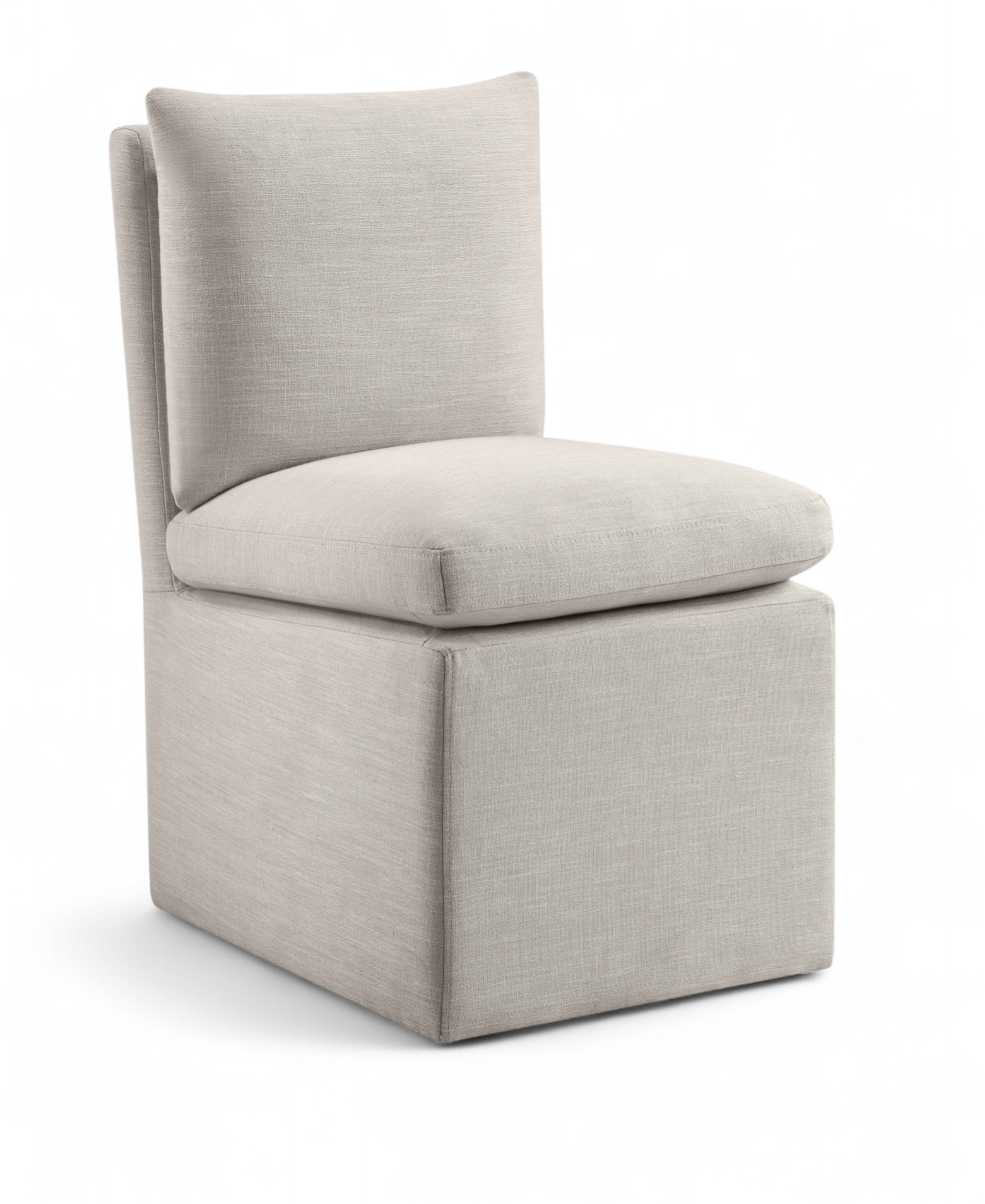 Nelori - Linen Textured Performance Fabric Upholstered Dining Chair (Set of 2) - Beige