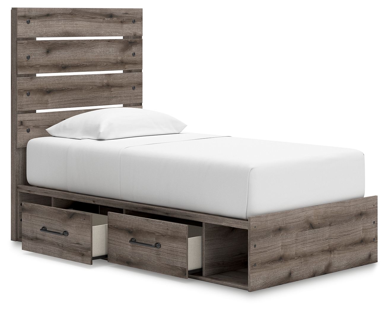 Ashley Furniture Graystorm - Twin Panel Bed With Storage - Brown Gray - Image 6