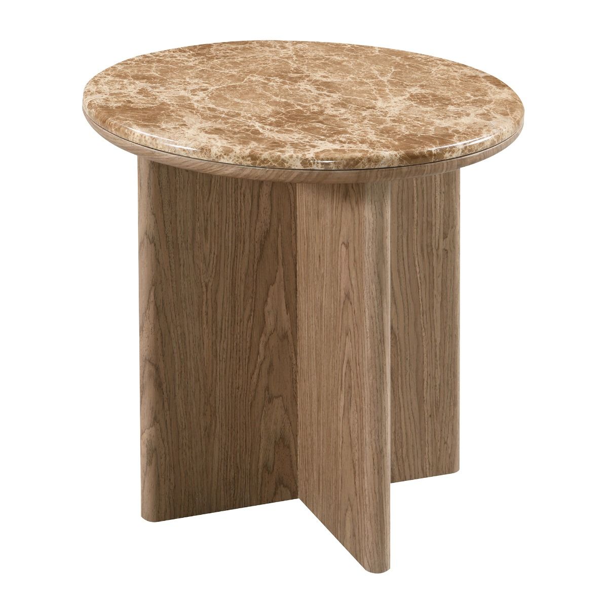 Markku - End Table With Natural Marble - Oak, dark brown, view 3