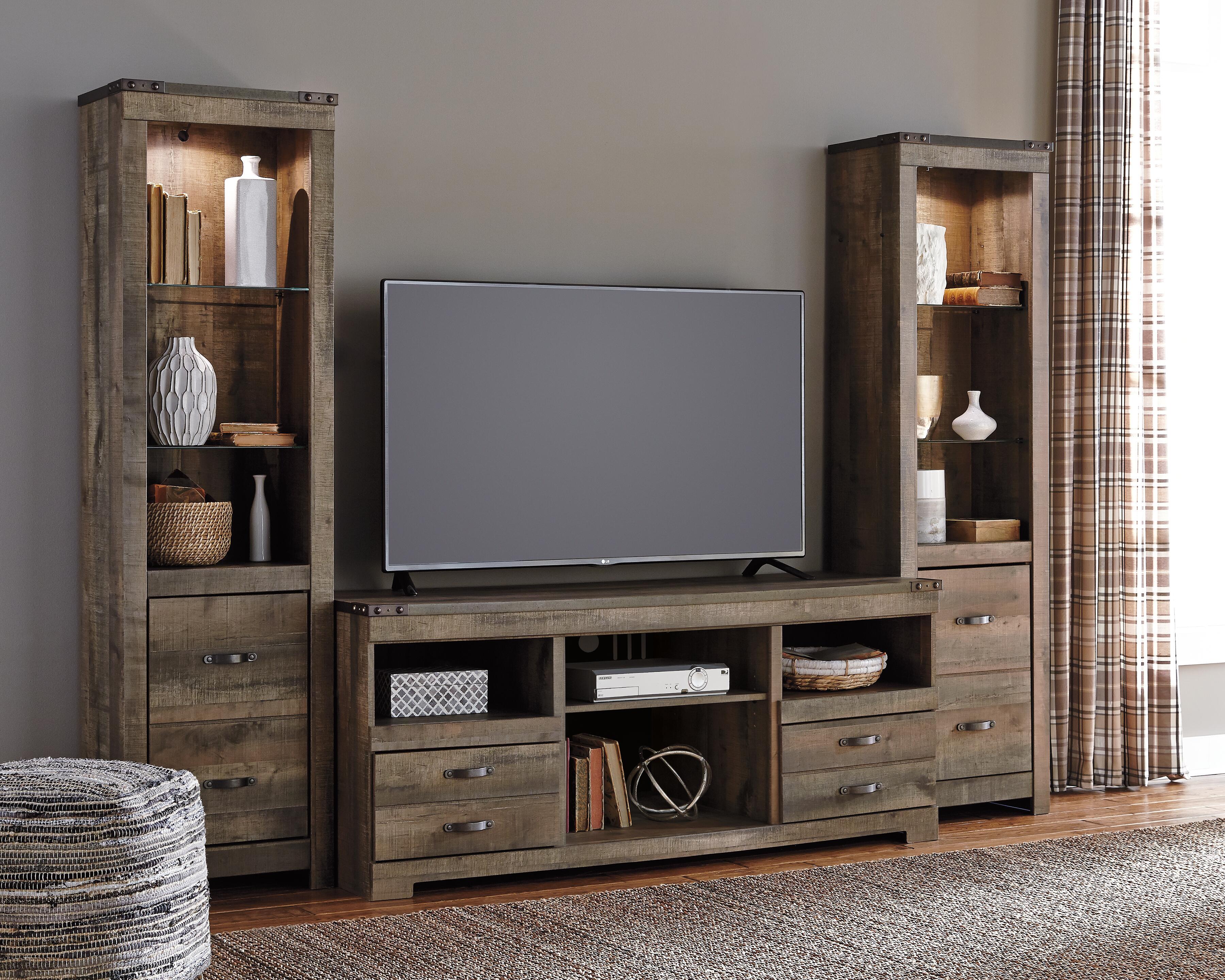 Ashley Furniture Trinell - 3 Pc. - Entertainment Center - 63" TV Stand - Brown - Image 3