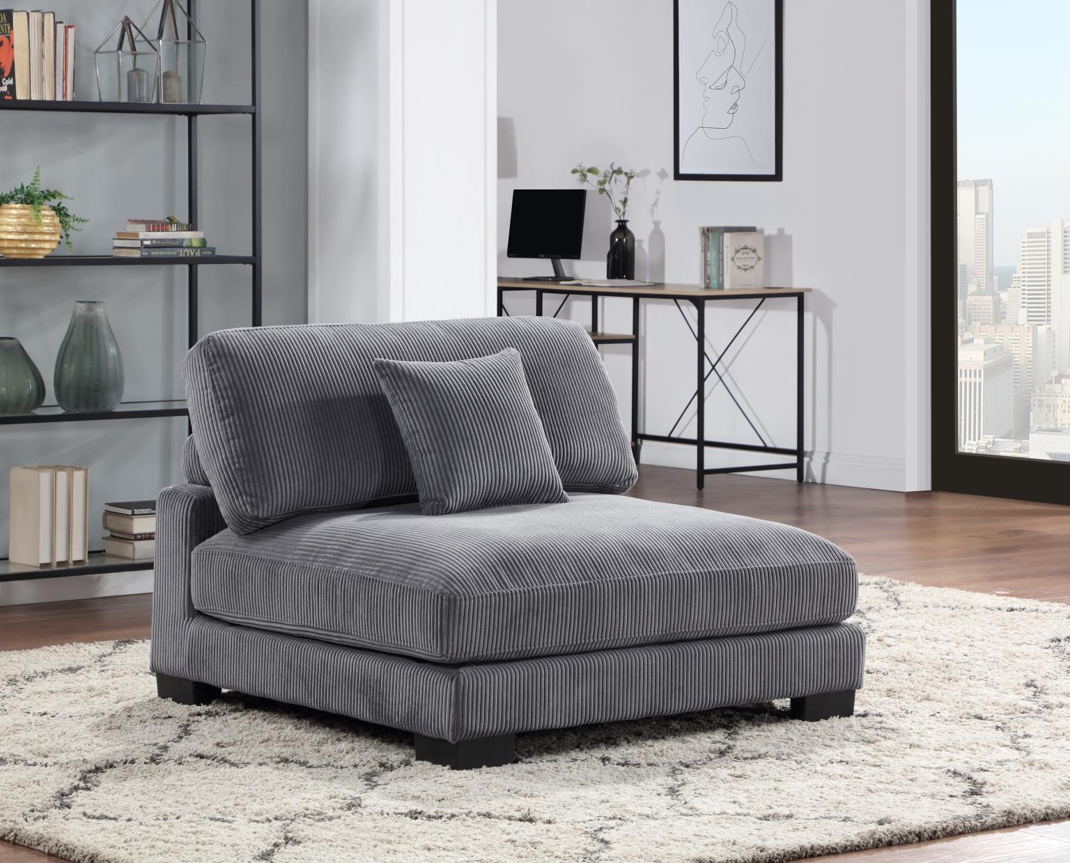 U253 - Armless Chair (With Pillow) - Gray
