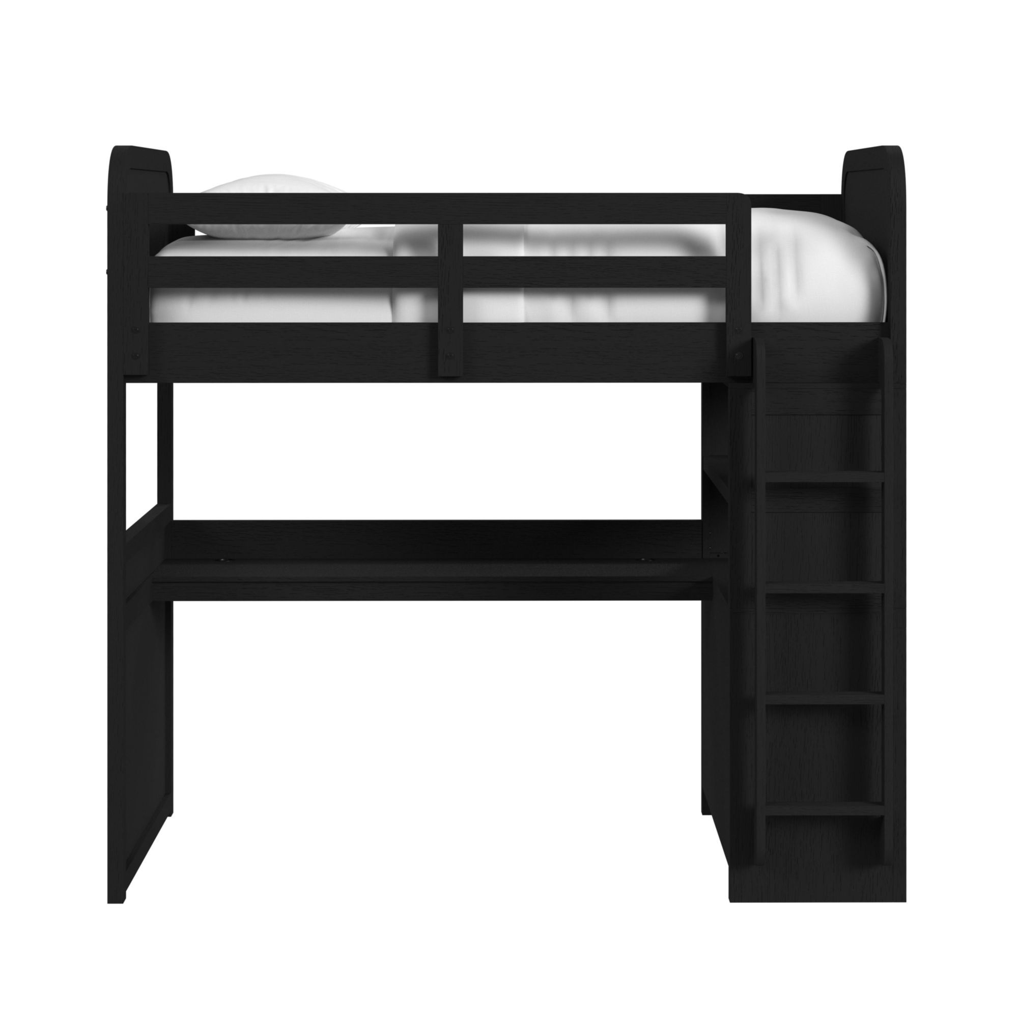 Ridgemont - Loft Complete Bunk Bed - Black With Grain