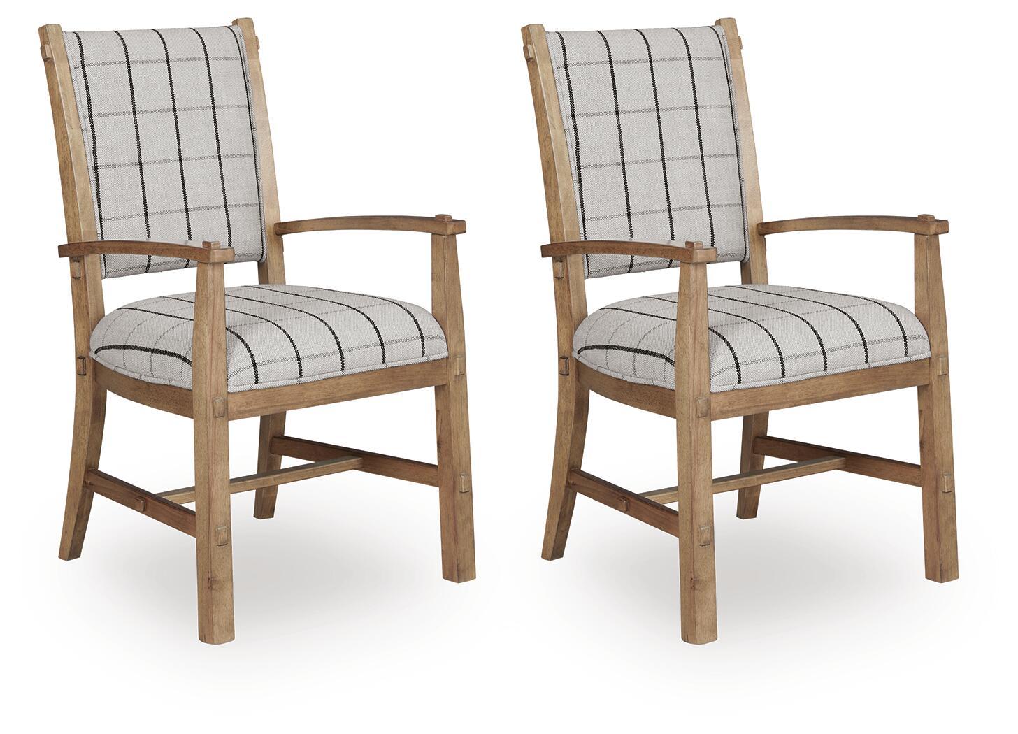 Ridgester – Dining Upholstered Arm Chair (Set of 2) – Light Brown