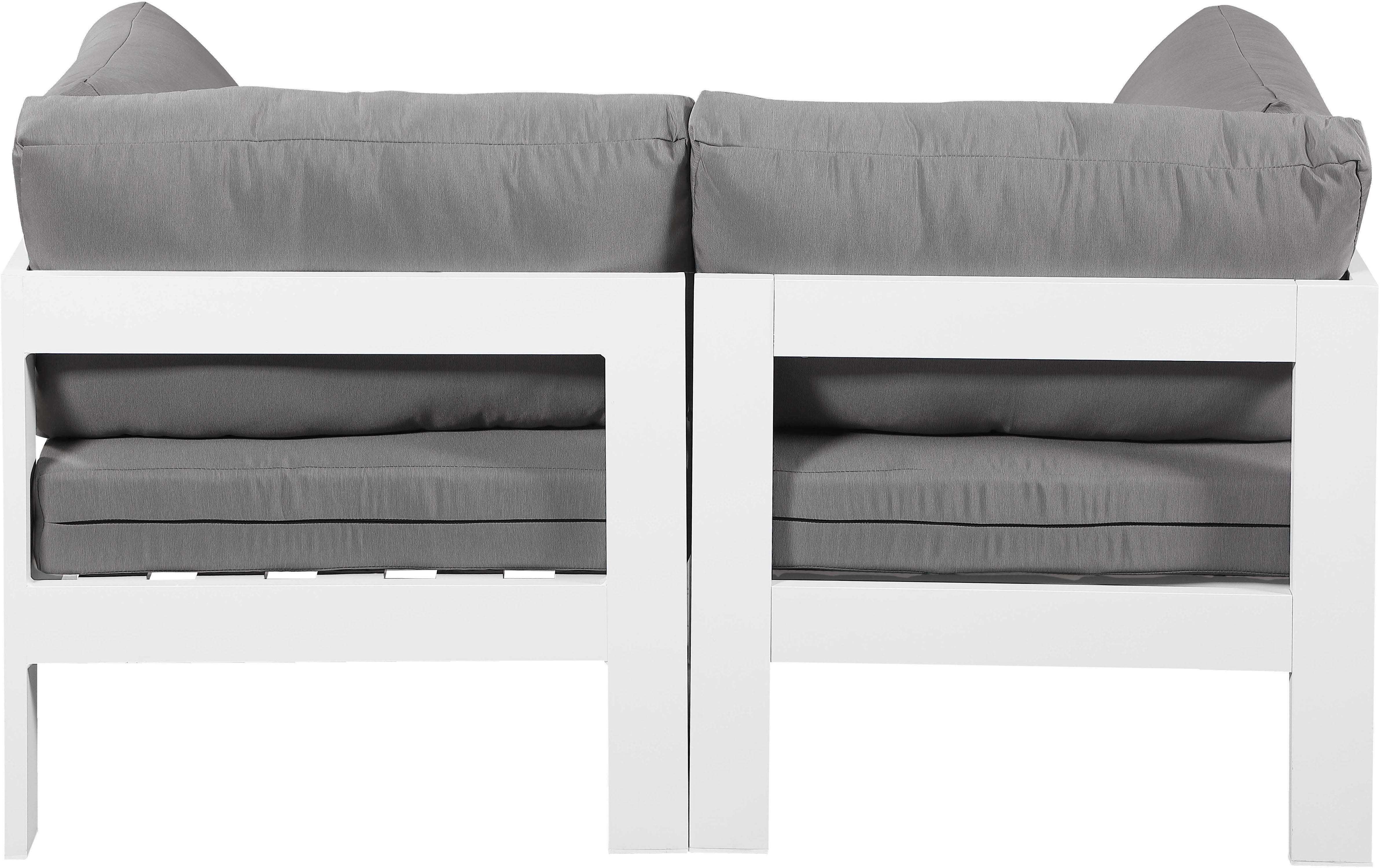 Nizuc - Outdoor Patio 2 Piece Modular Sofa With White Frame - Gray