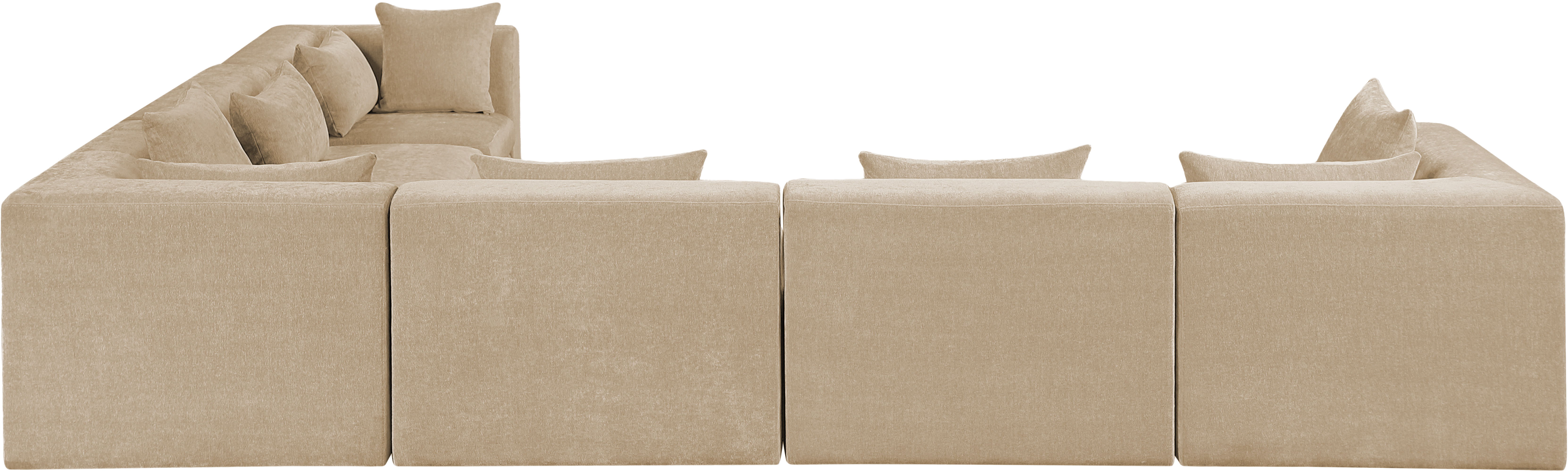 Stellar - 6 Piece Chenille Fabric 152" Upholstered Modular Sectional - Beige
