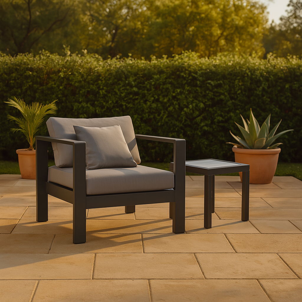 Nizuc - Outdoor Patio Arm Chair With Gray Frame - Gray