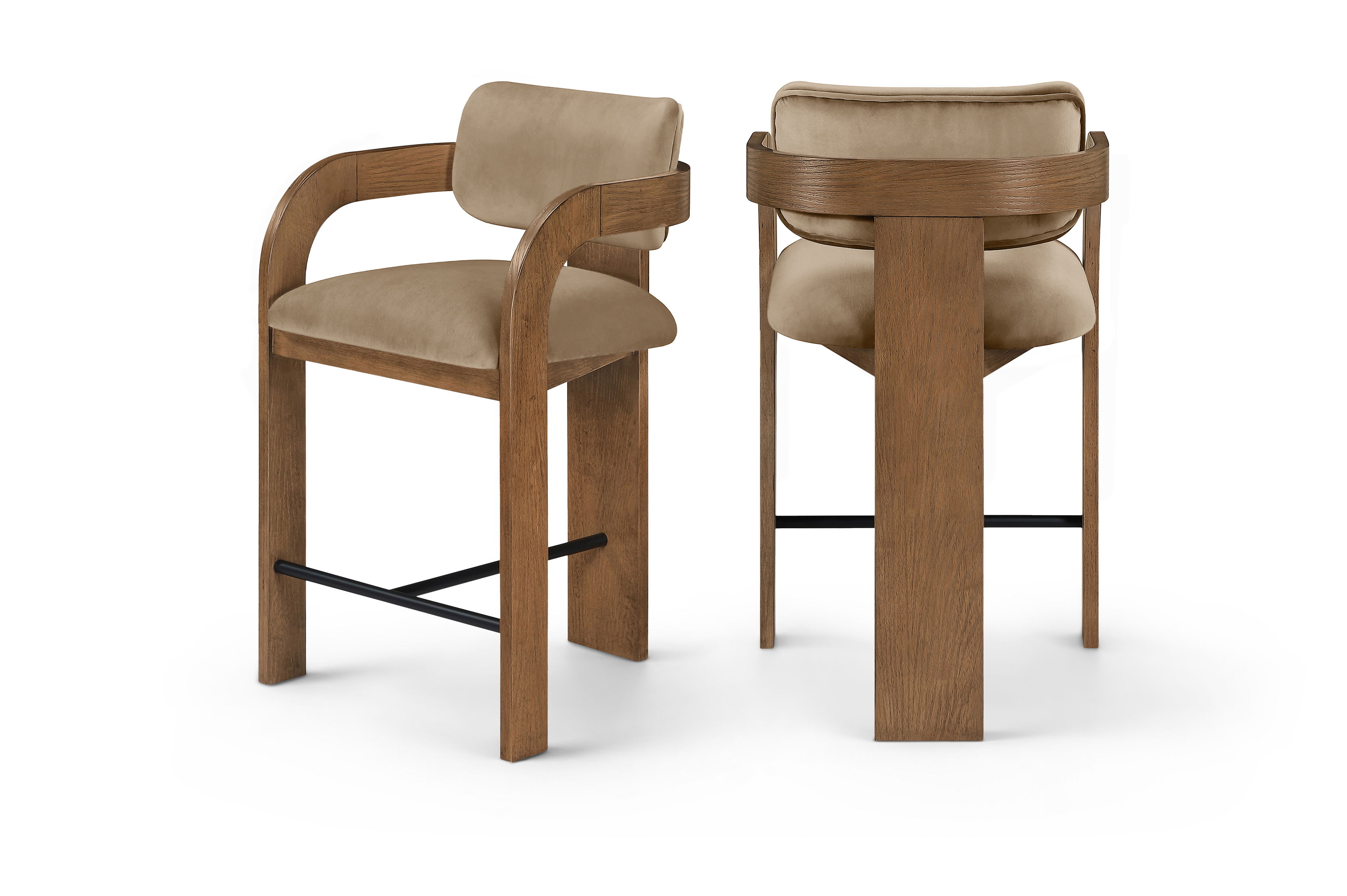 Cedra - Velvet Performance Fabric Upholstered Counter Stool - Beige