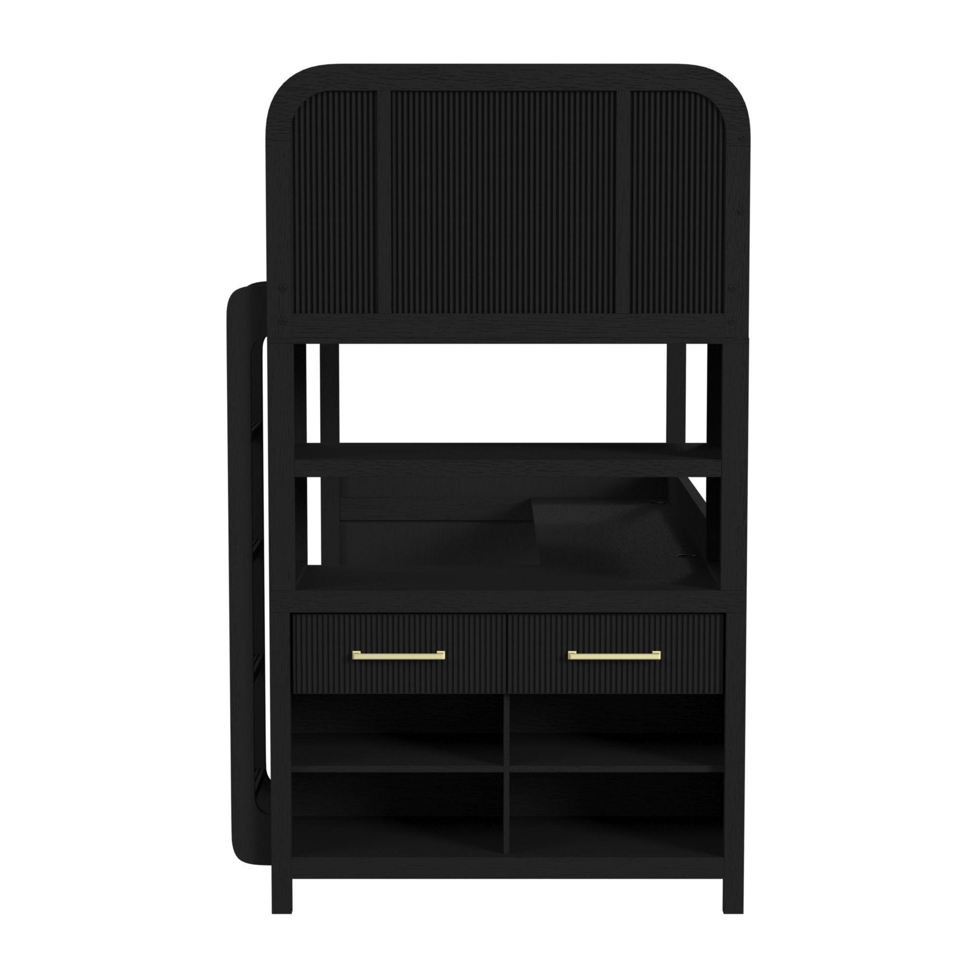 Ridgemont - Loft Complete Bunk Bed - Black With Grain