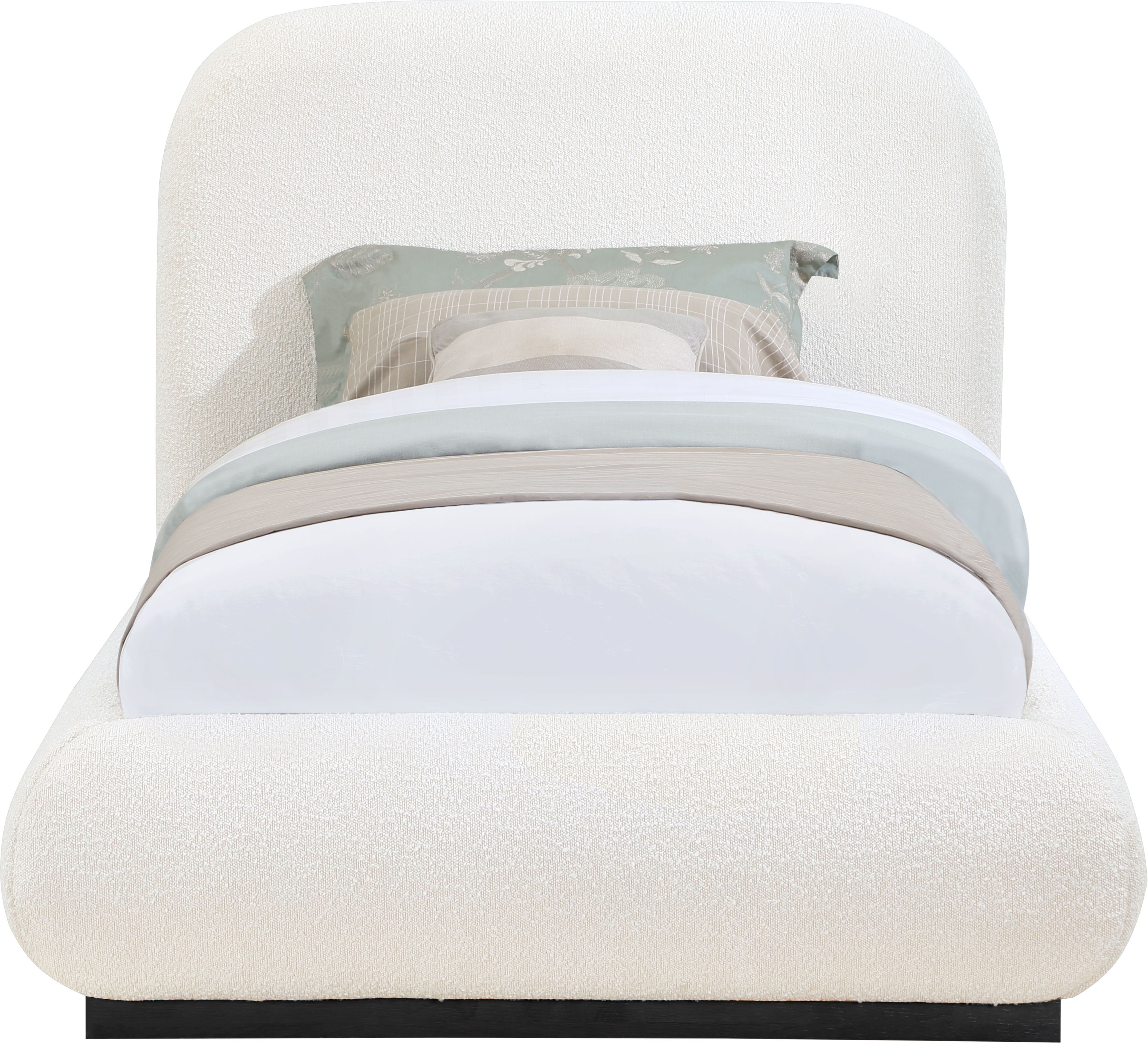 Vaughn - Boucle Twin Bed With Black Base - Cream