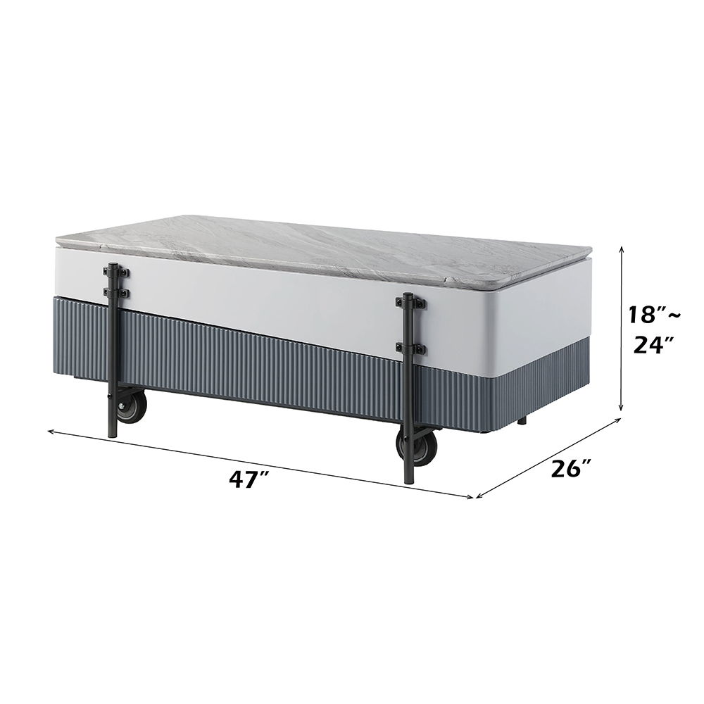 Wilkins - Coffee Table With Lift Top - Gray & White High Gloss, white, view 4