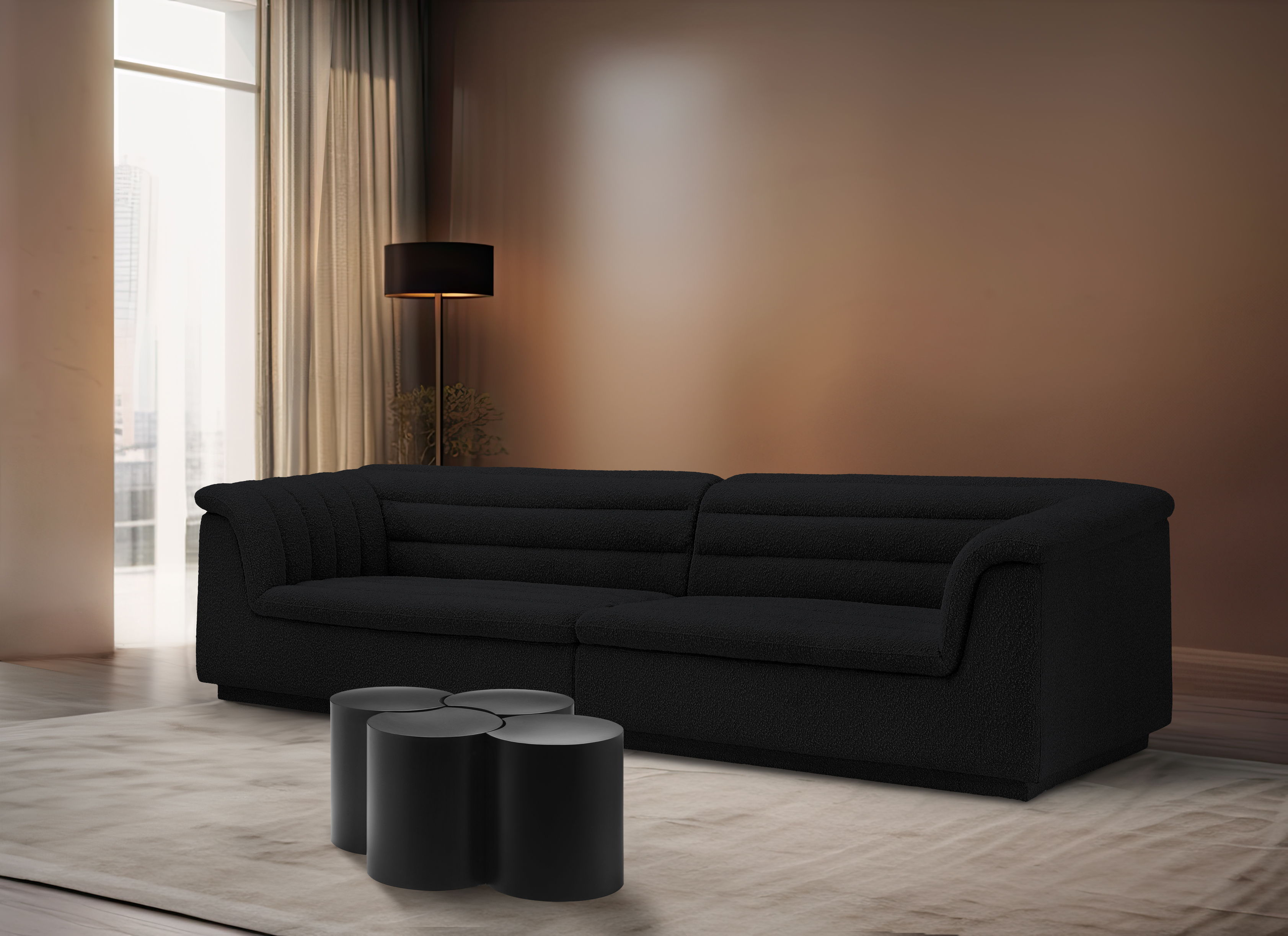 Dimple - 16" 4 Piece Modular Coffee Table - Black