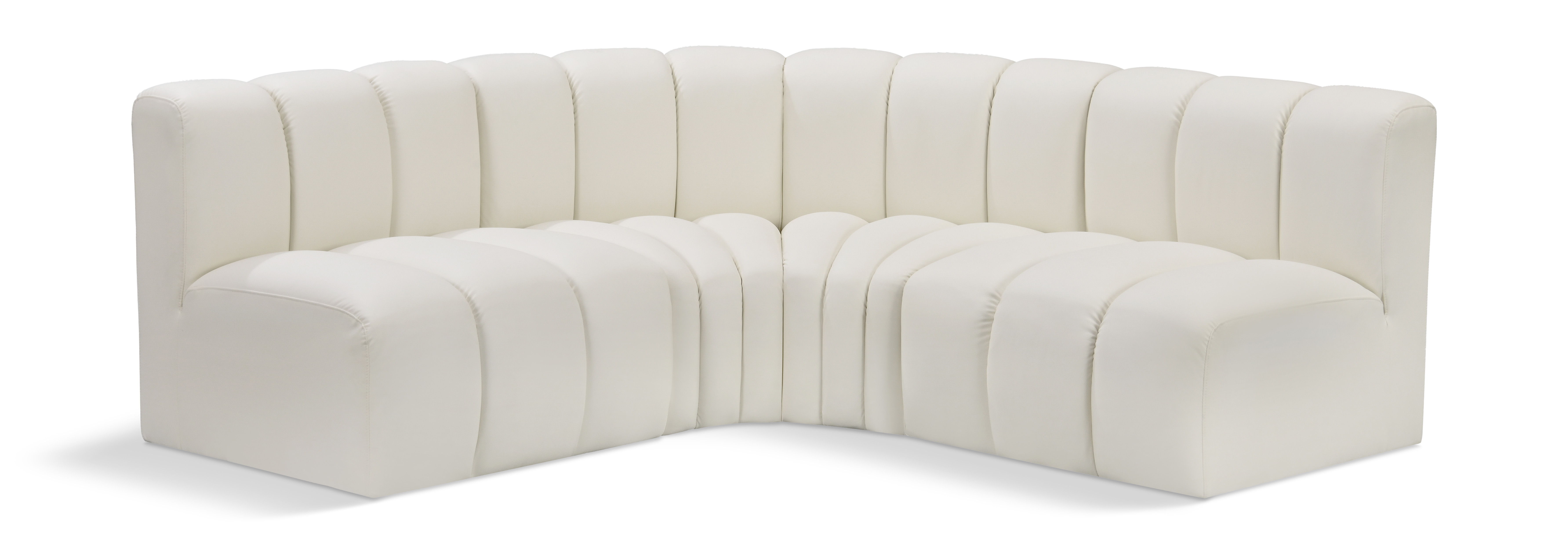Arc - Faux Leather 4 Piece Corner Modular Sofa - Cream