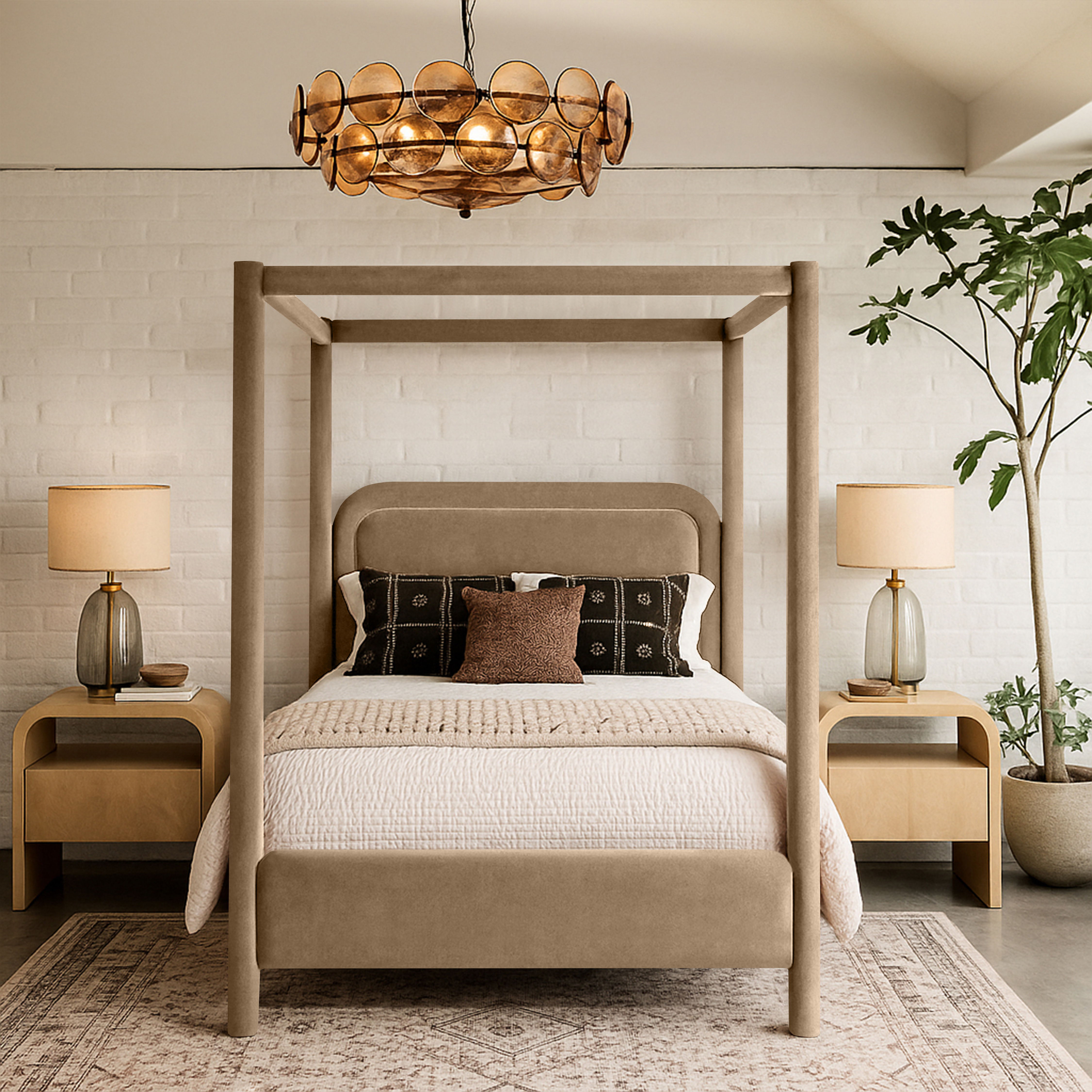 Salina - Velvet Upholstered King Bed - Beige