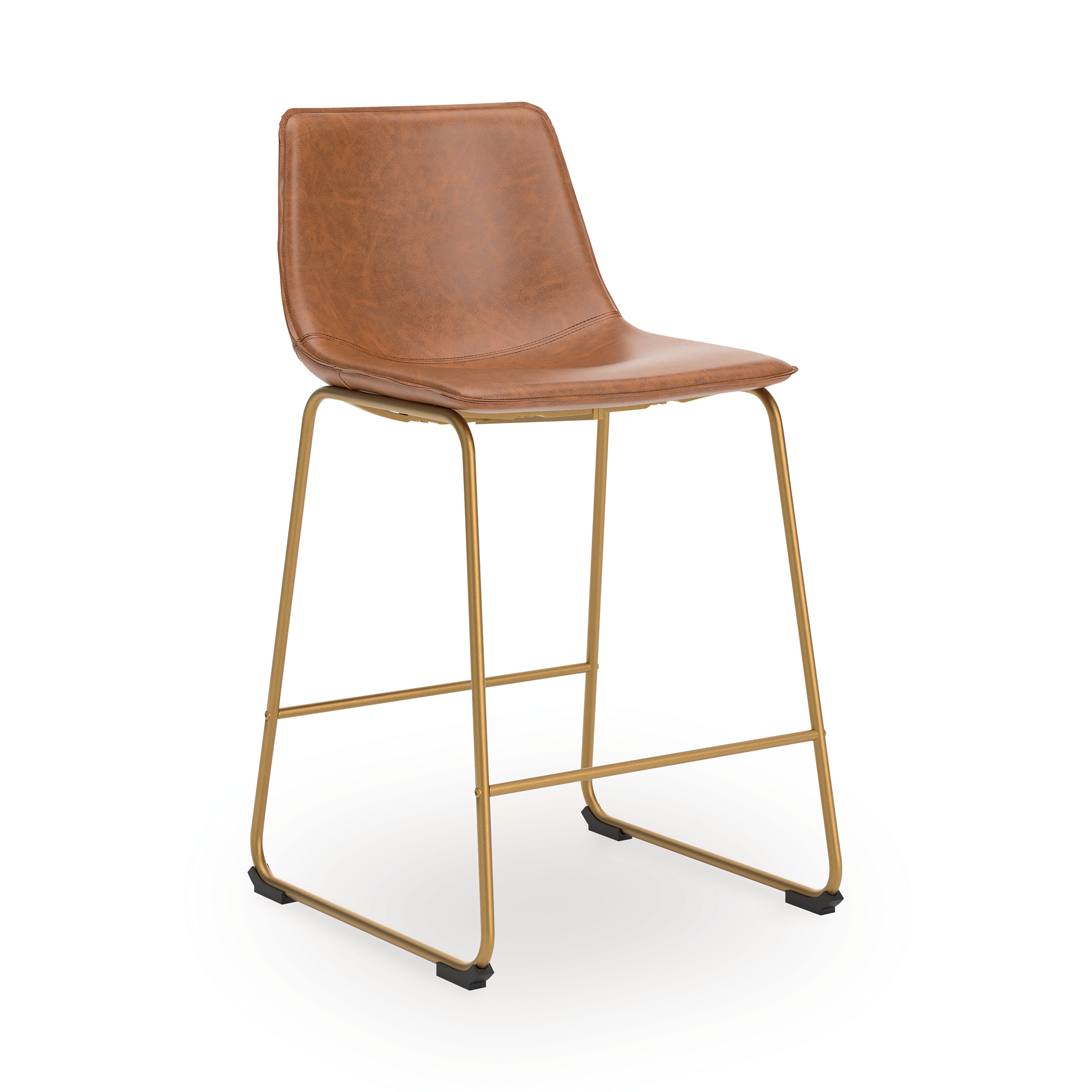 Ciabori - Upholstered Barstool (Set of 2) - Brown / Gold