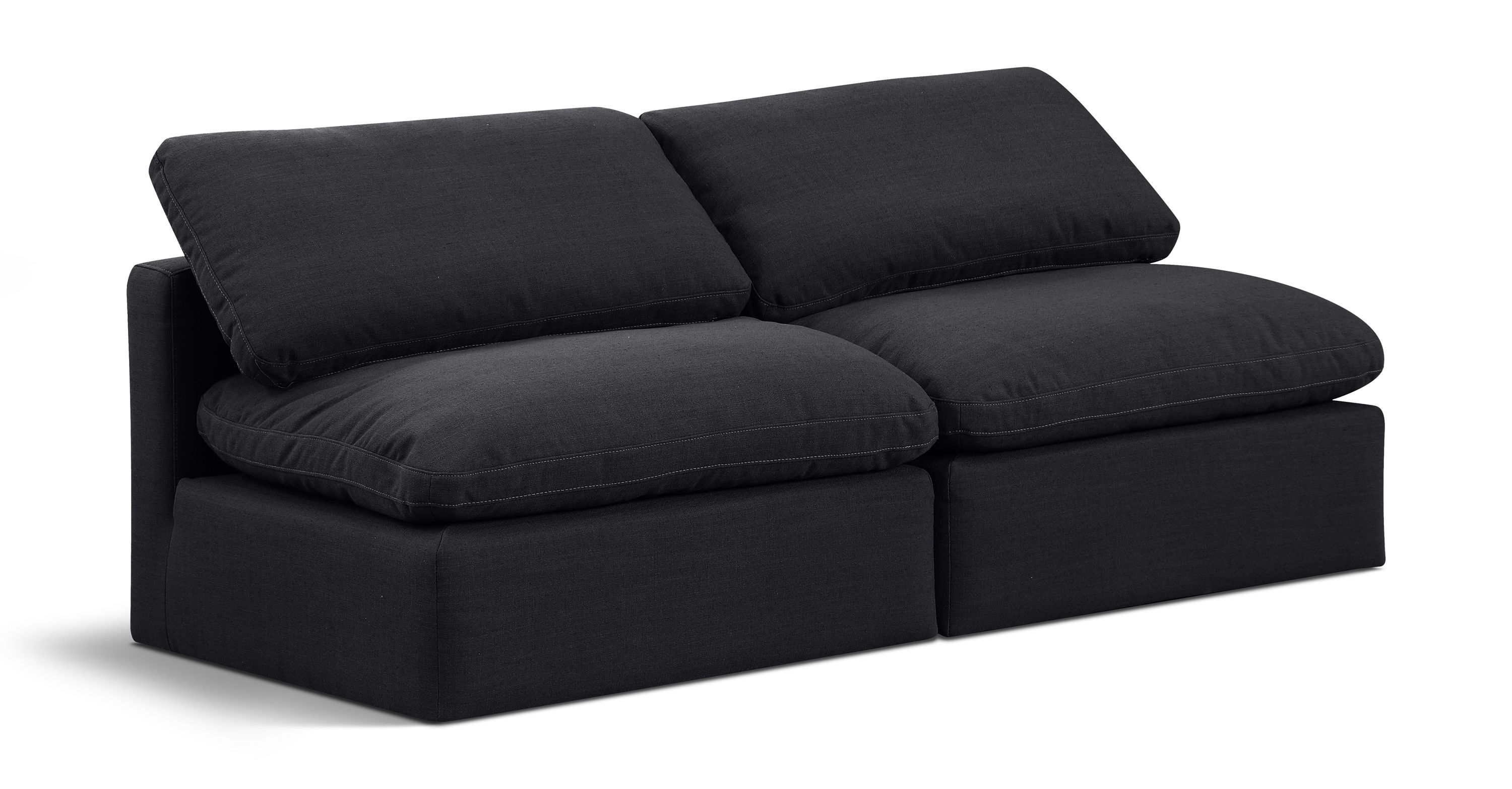 Indulge - Linen 2 Seat Modular Armless Sofa - Charcoal