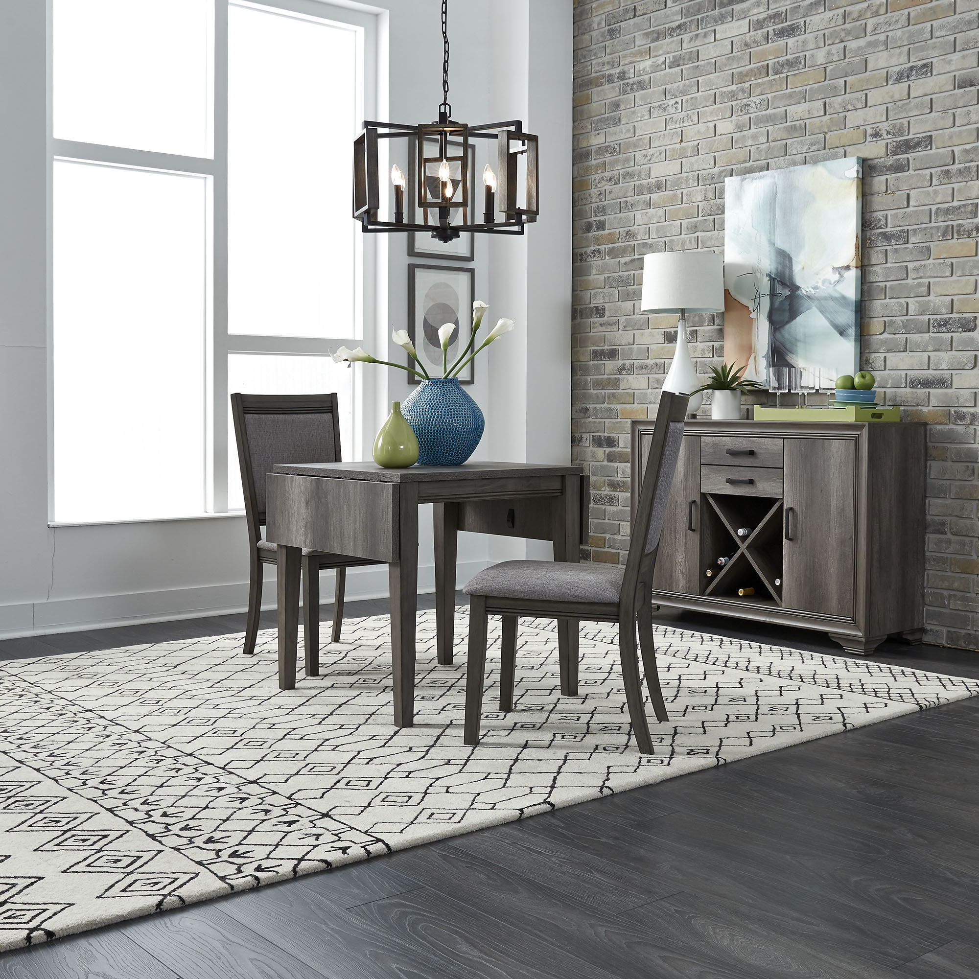 Liberty Furniture Tanners Creek - 3 Piece Drop Leaf Table Set - Dark Gray