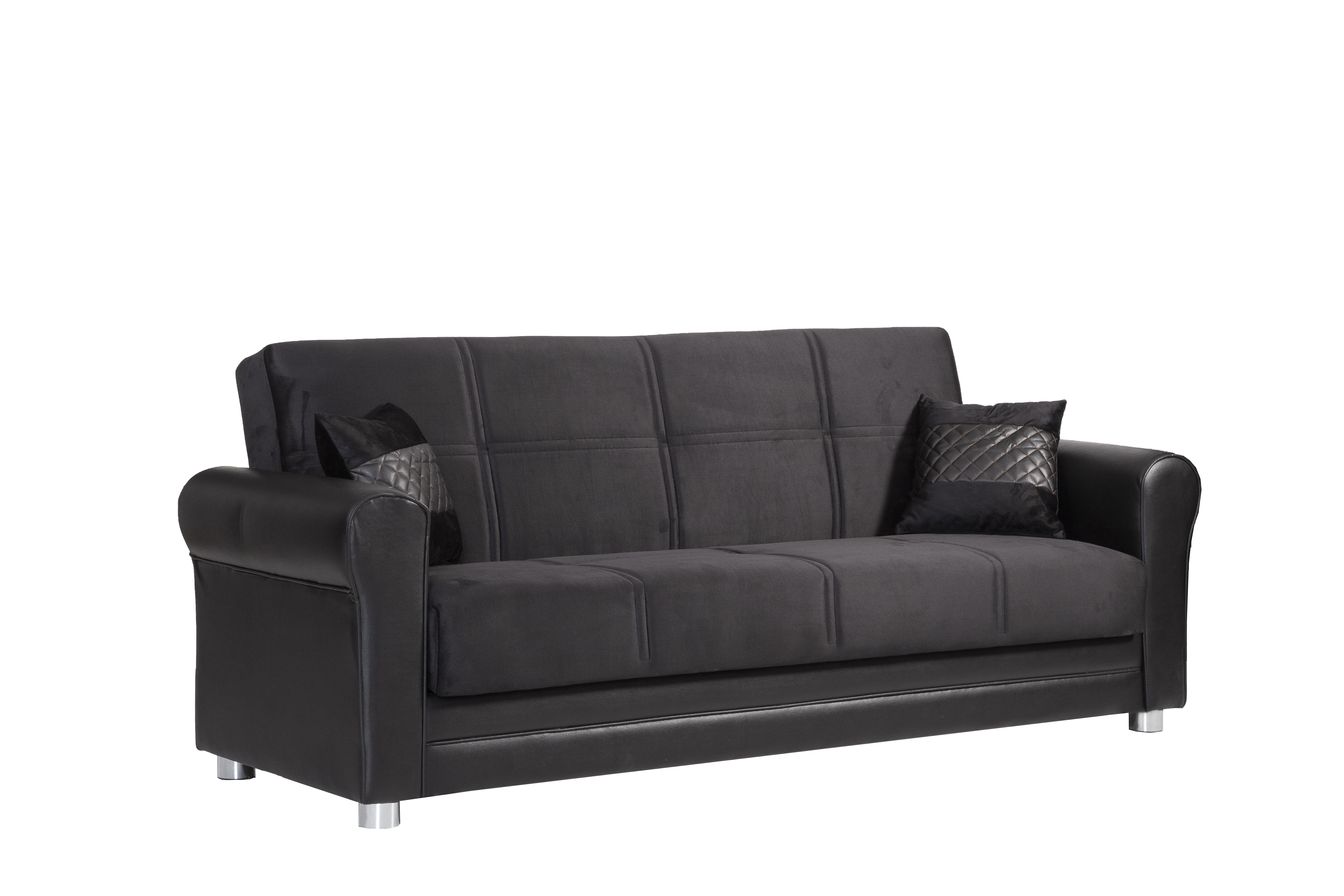 Ottomanson Avalon Convertible Sofabed With Storage Jet Black New