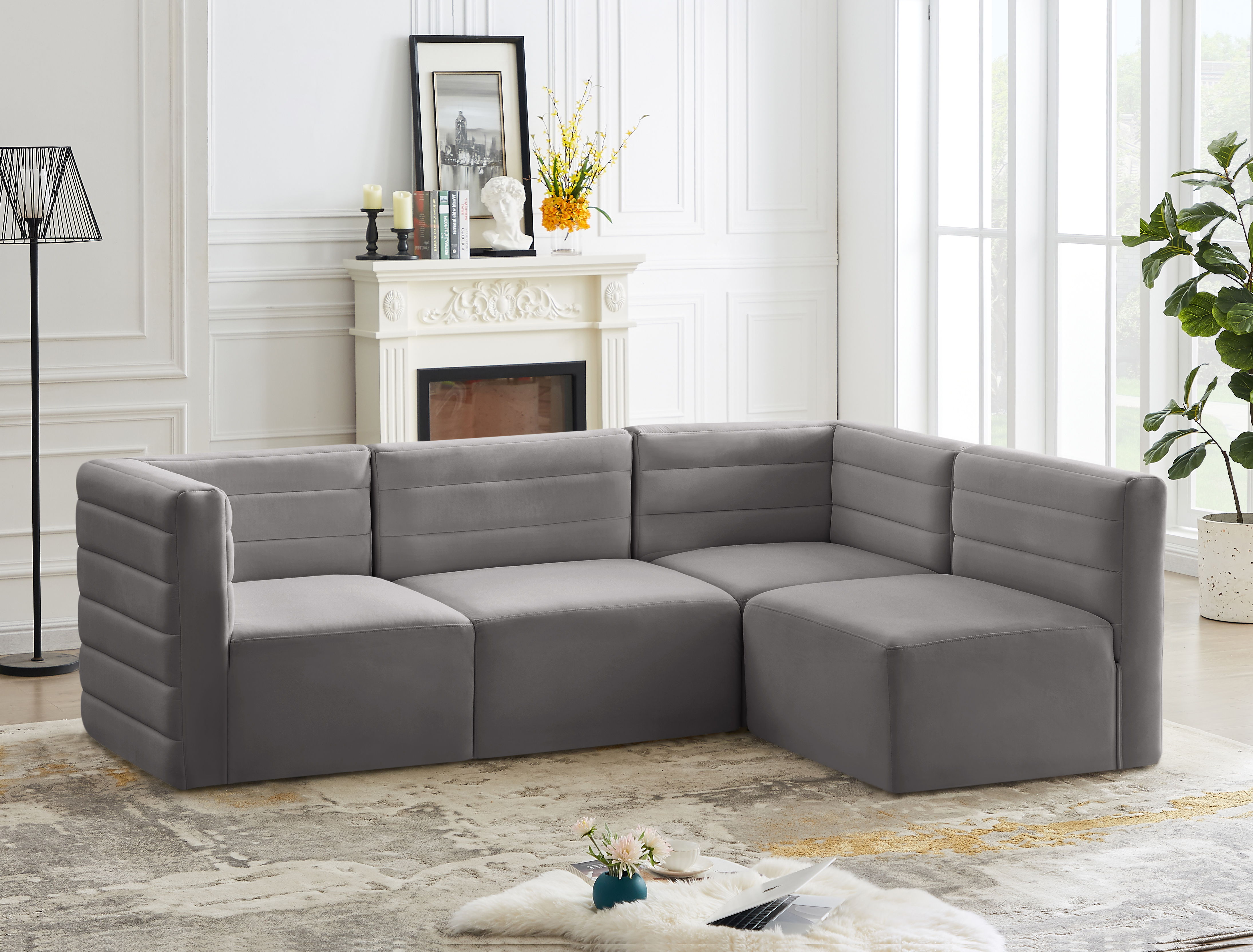 Quincy - 4 Piece Modular Sectional - Gray