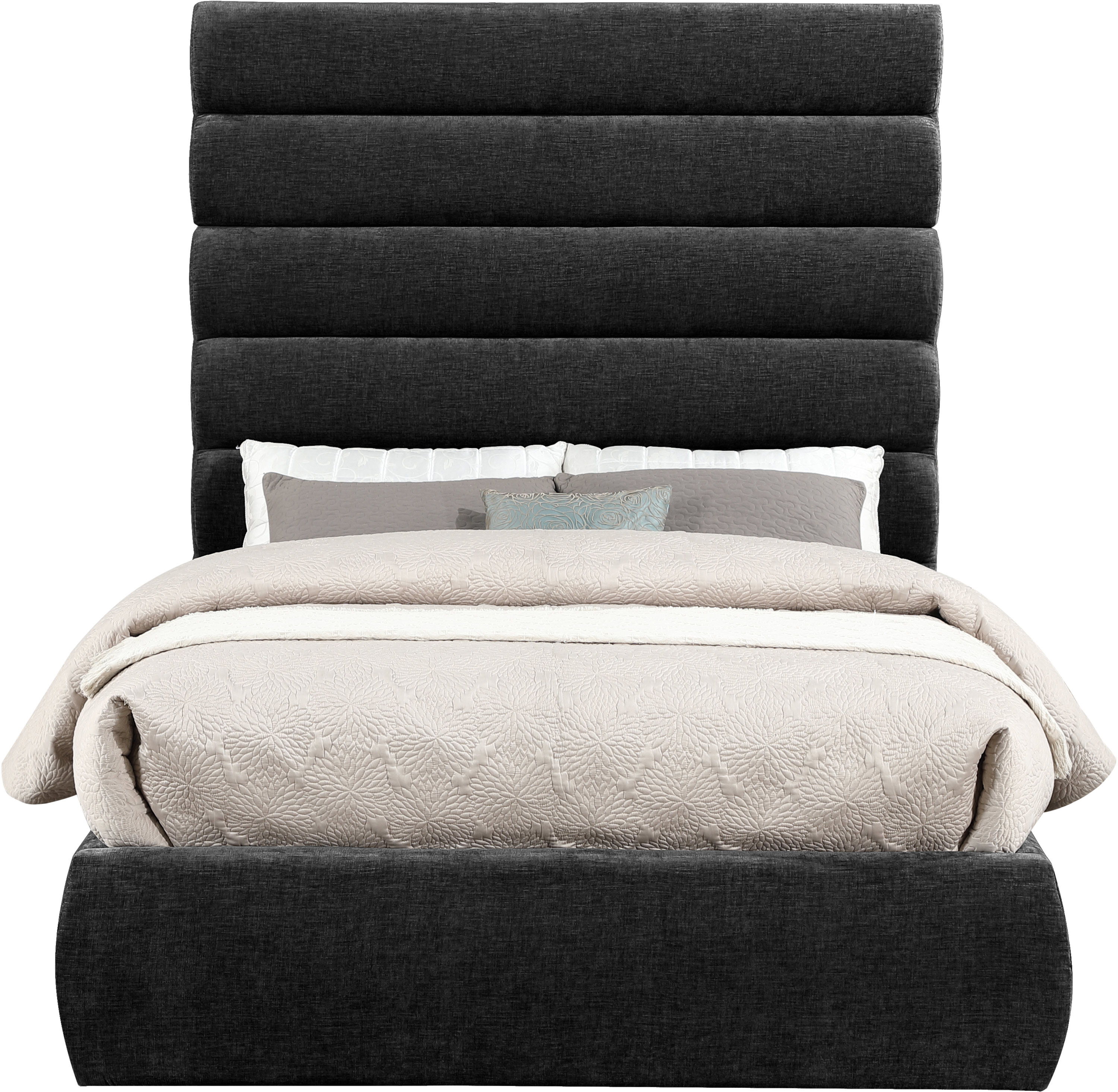 Adam - Chenille Fabric Full Bed With 70.5" Headboard - Black