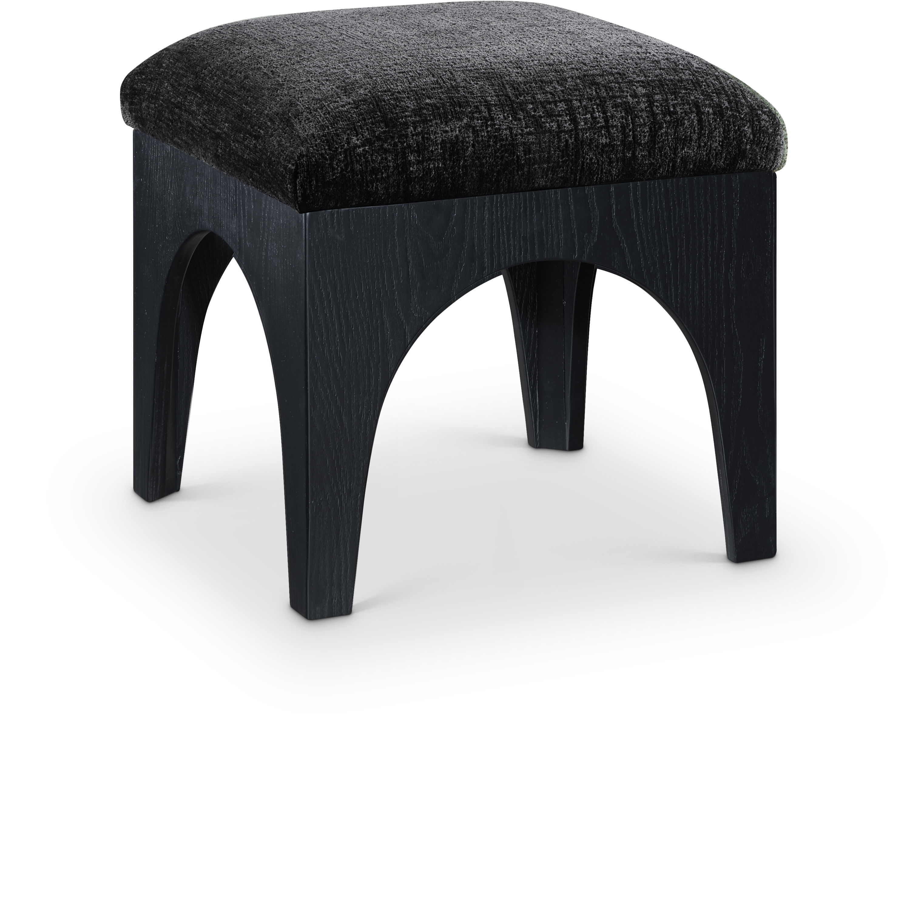 Lawson - Chenille Fabric Upholstered Ottoman - Black