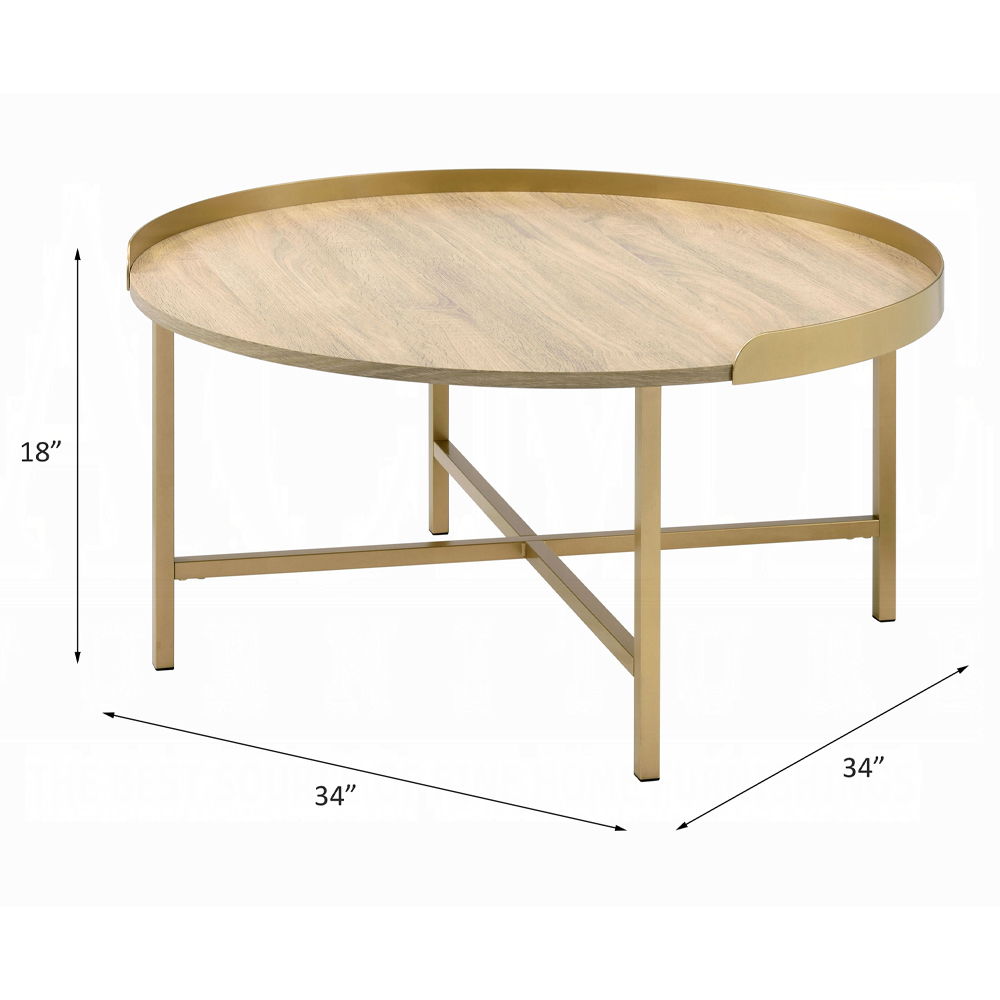 Mithea - Coffee Table - Oak & Gold, gold, view 4