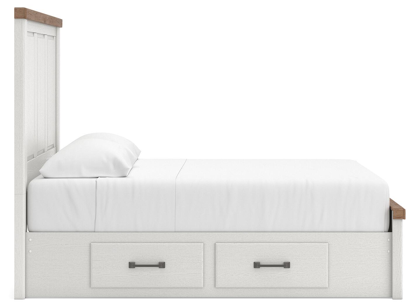 Ashley Furniture Savonport - Queen Panel Bed With 2 Under Bed Storage Units - White / Brown - Image 6
