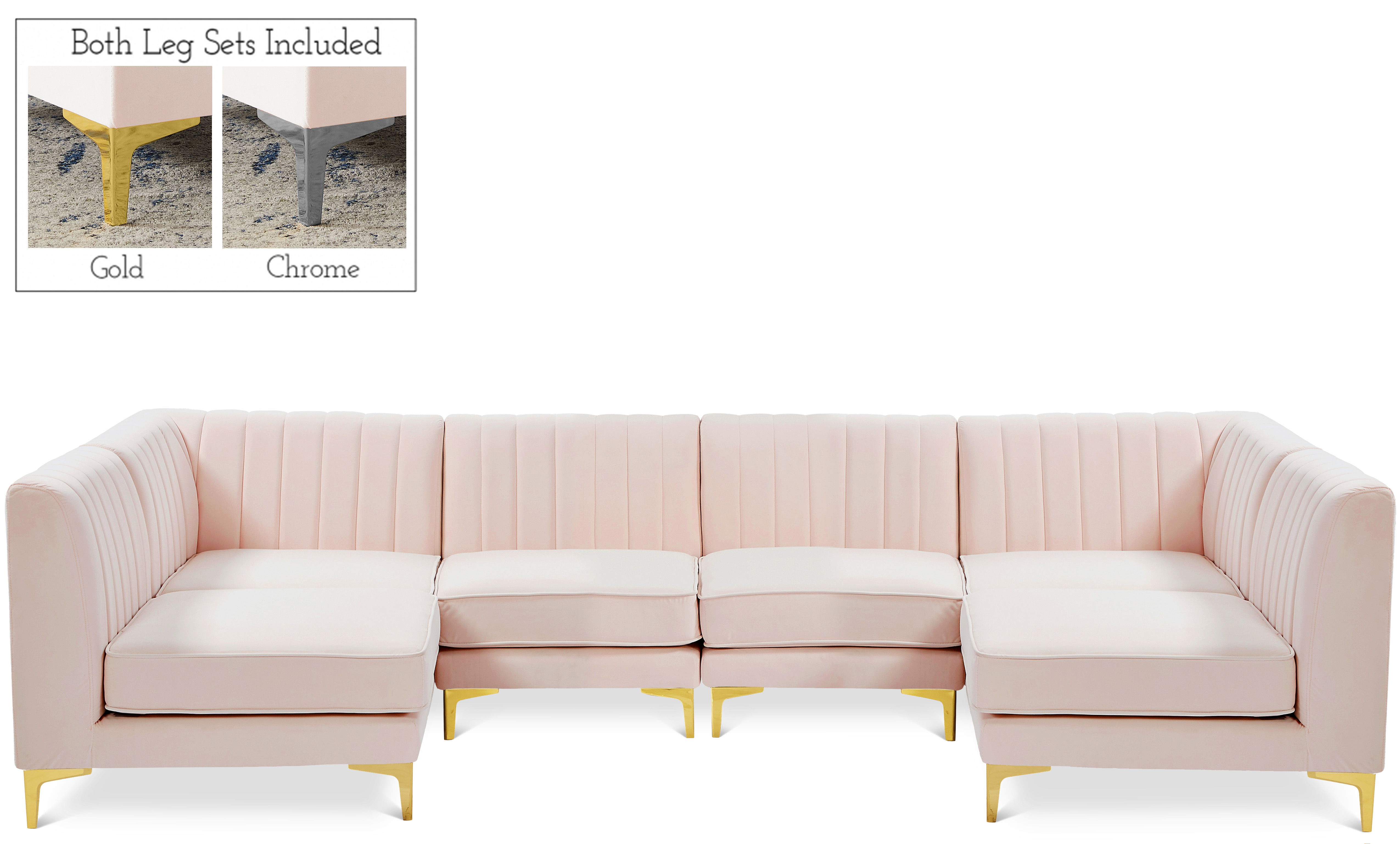Alina - 6 Piece Modular U-Shaped Sectional - Pink