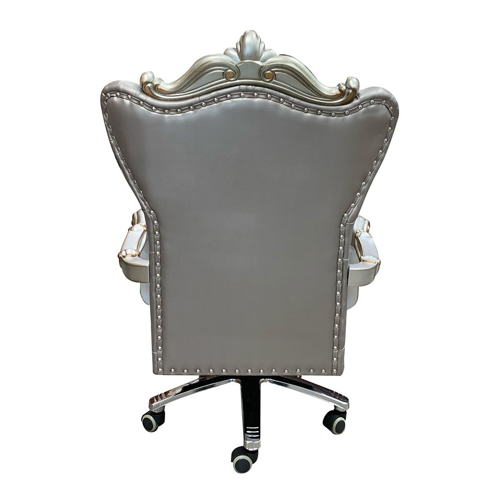 Versailles - Executive Office Chair - Silver Synthetic Leather & Antique Platinum, silver, view 3