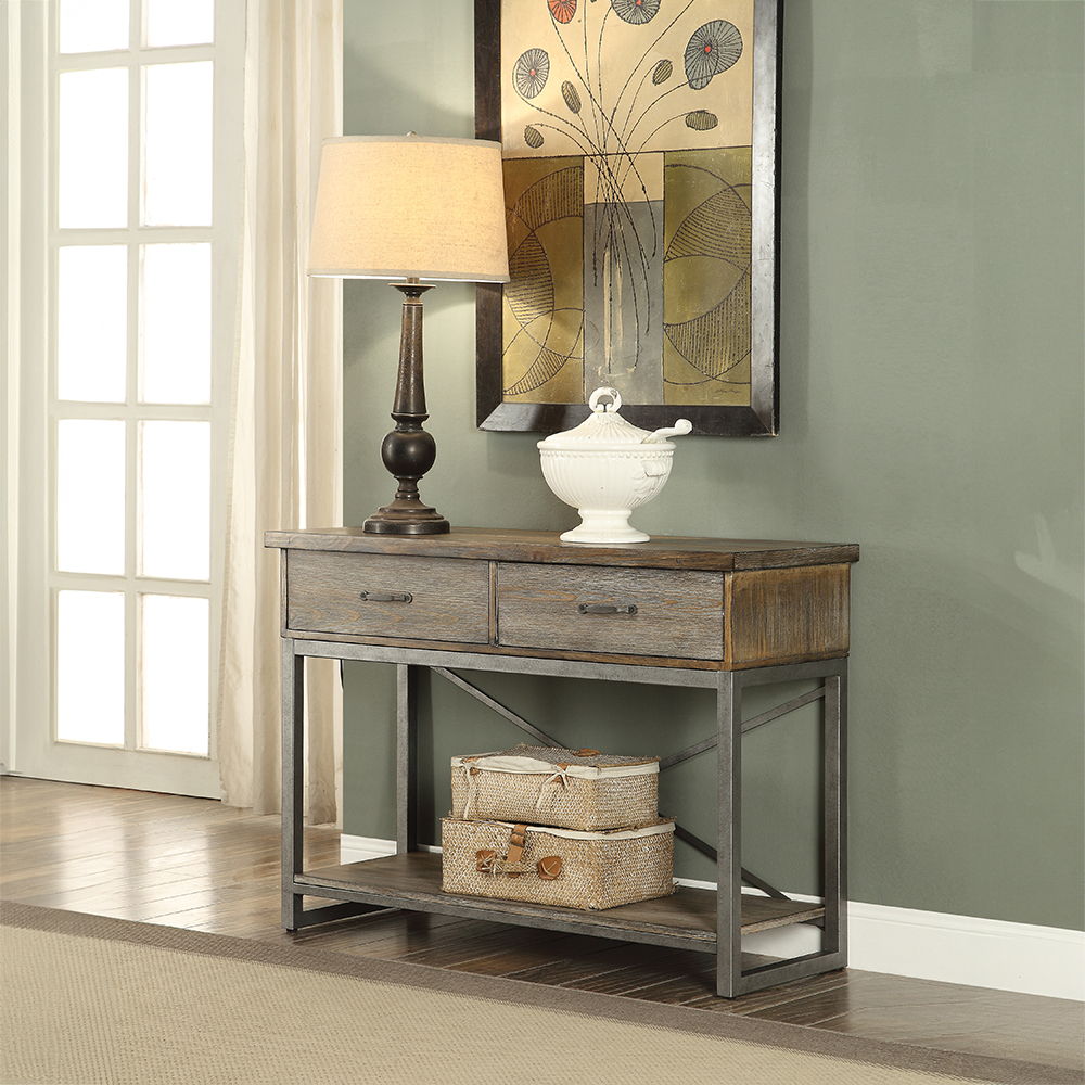 Lazarus - Server - Weathered Oak & Antique Silver, dark brown