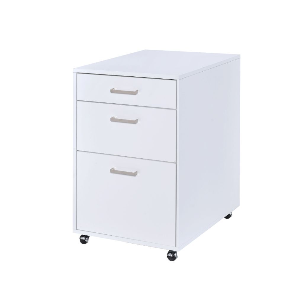 Coleen - File Cabinet - White High Gloss & Chrome, white