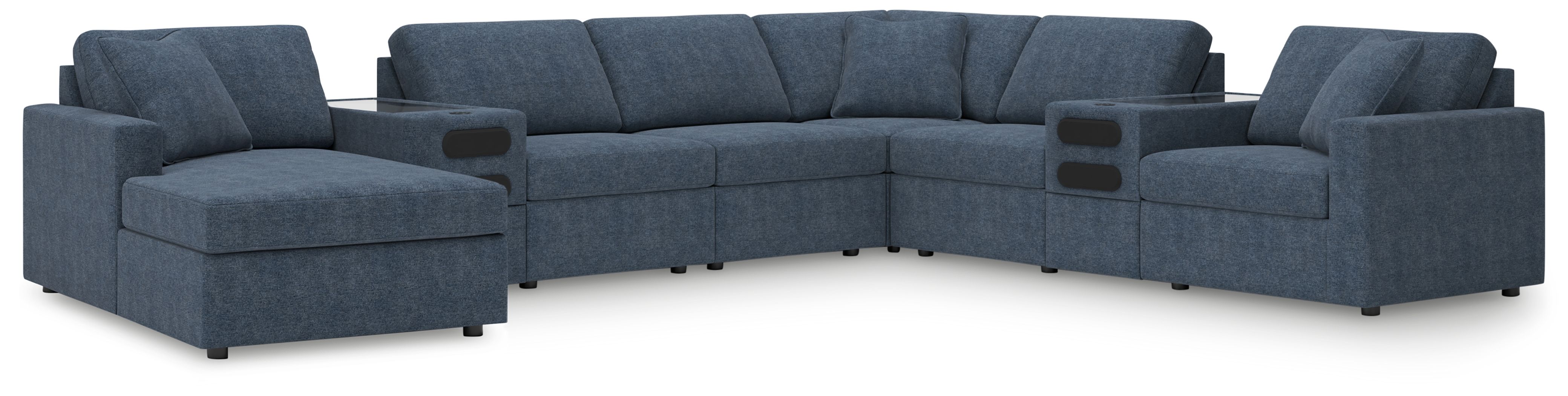 8 Pc · Sectional With Laf Corner Chaise And Audio System Consoles