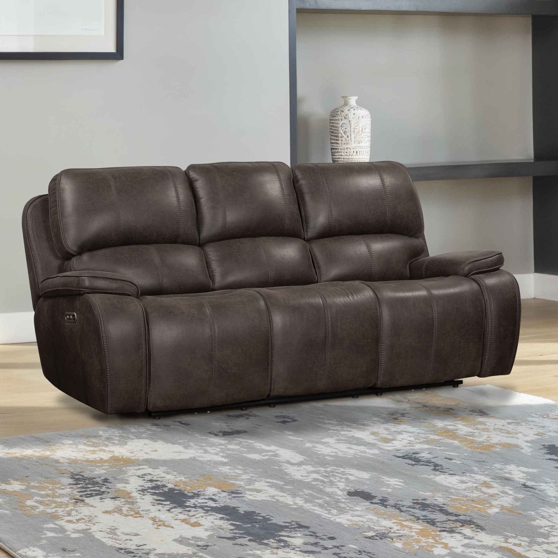 Brookings - Sofa With Power Headrest & Footrest - Charcoal Gray