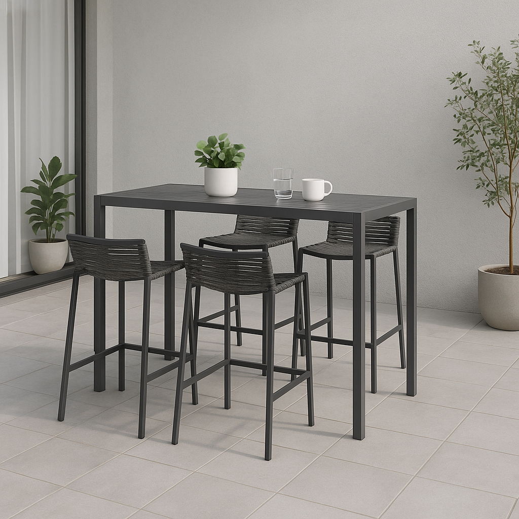 Maldives - Rope Outdoor Patio Bar Stool (Set of 2) - Gray
