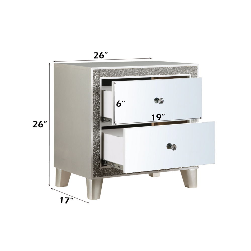 Sliverfluff - Nightstand - Mirrored & Champagne, silver, view 6