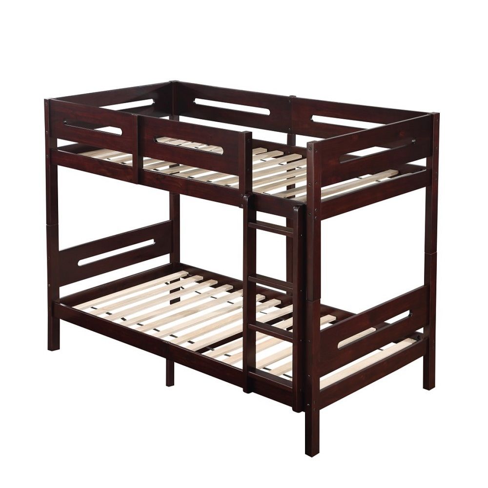 Nissa - Twin Over Twin Bunk Bed - Espresso, dark brown, view 2