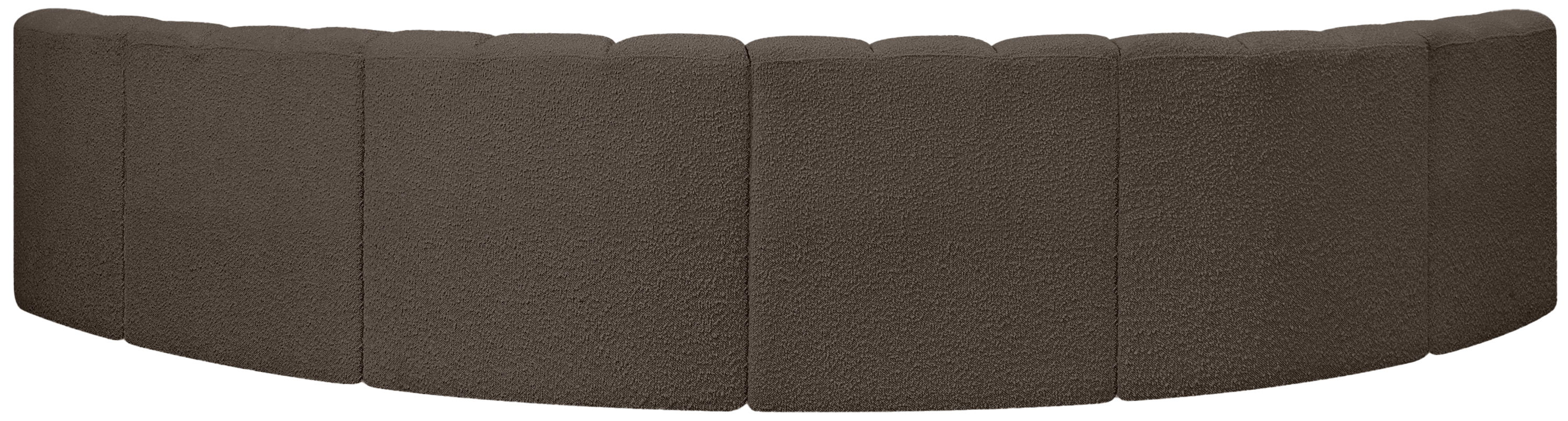 Arc - Boucle Fabric 6 Piece U-Shaped Modular Sofa - Brown