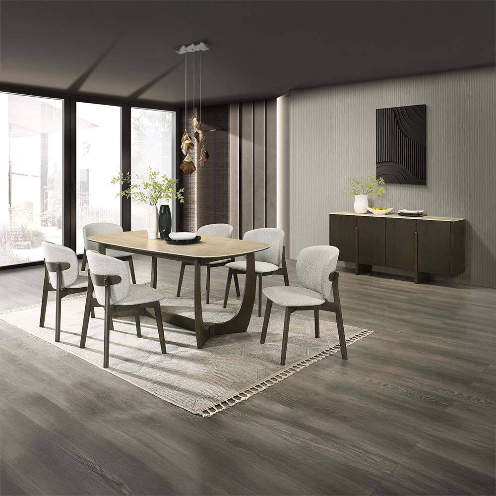 Davita - Dining Table With Ceramic Top - Walnut, light brown, view 2