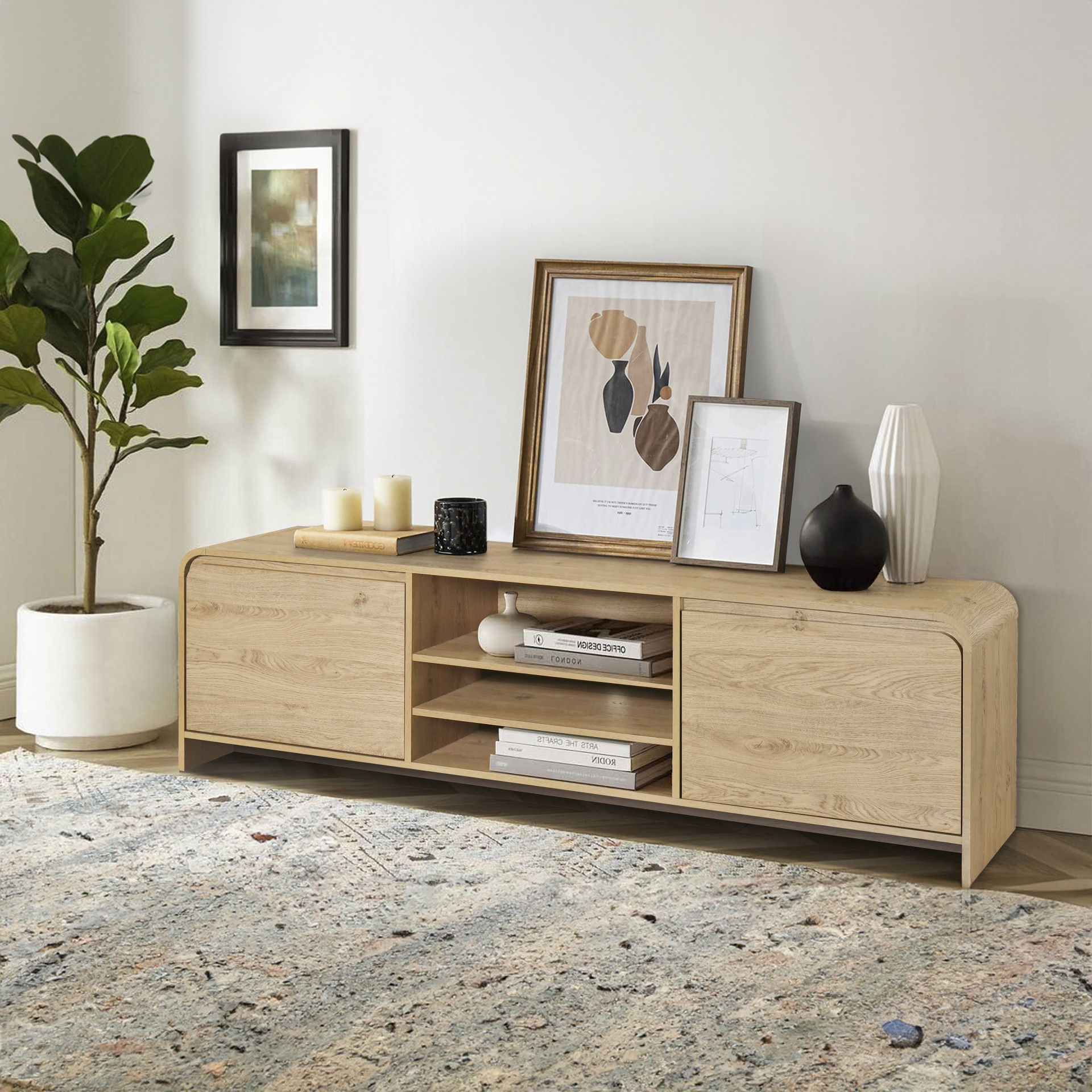 Mara - 70" TV Console - Natural, light brown