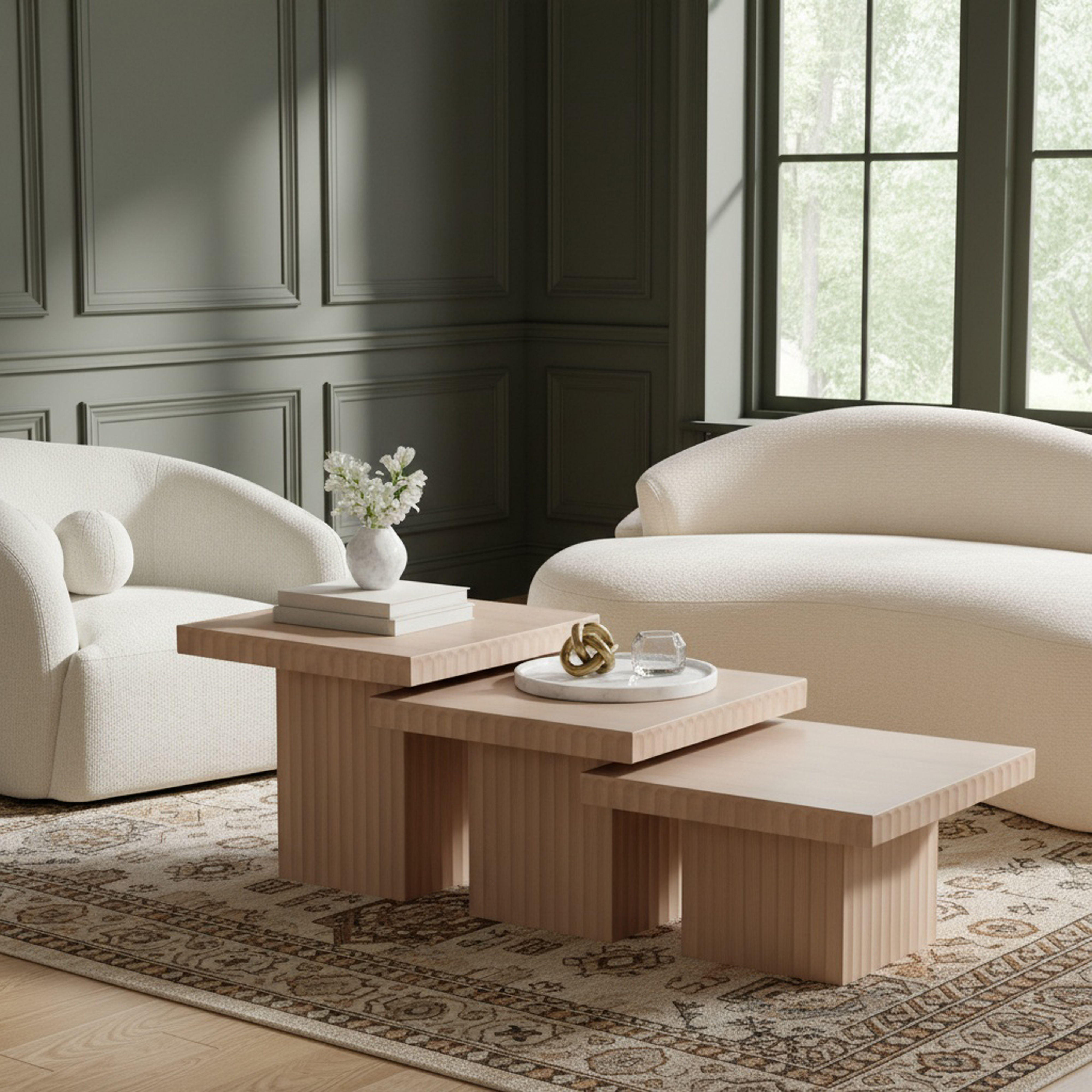 Spencer - Oak Veneer 3 Piece Coffee Table - Natural