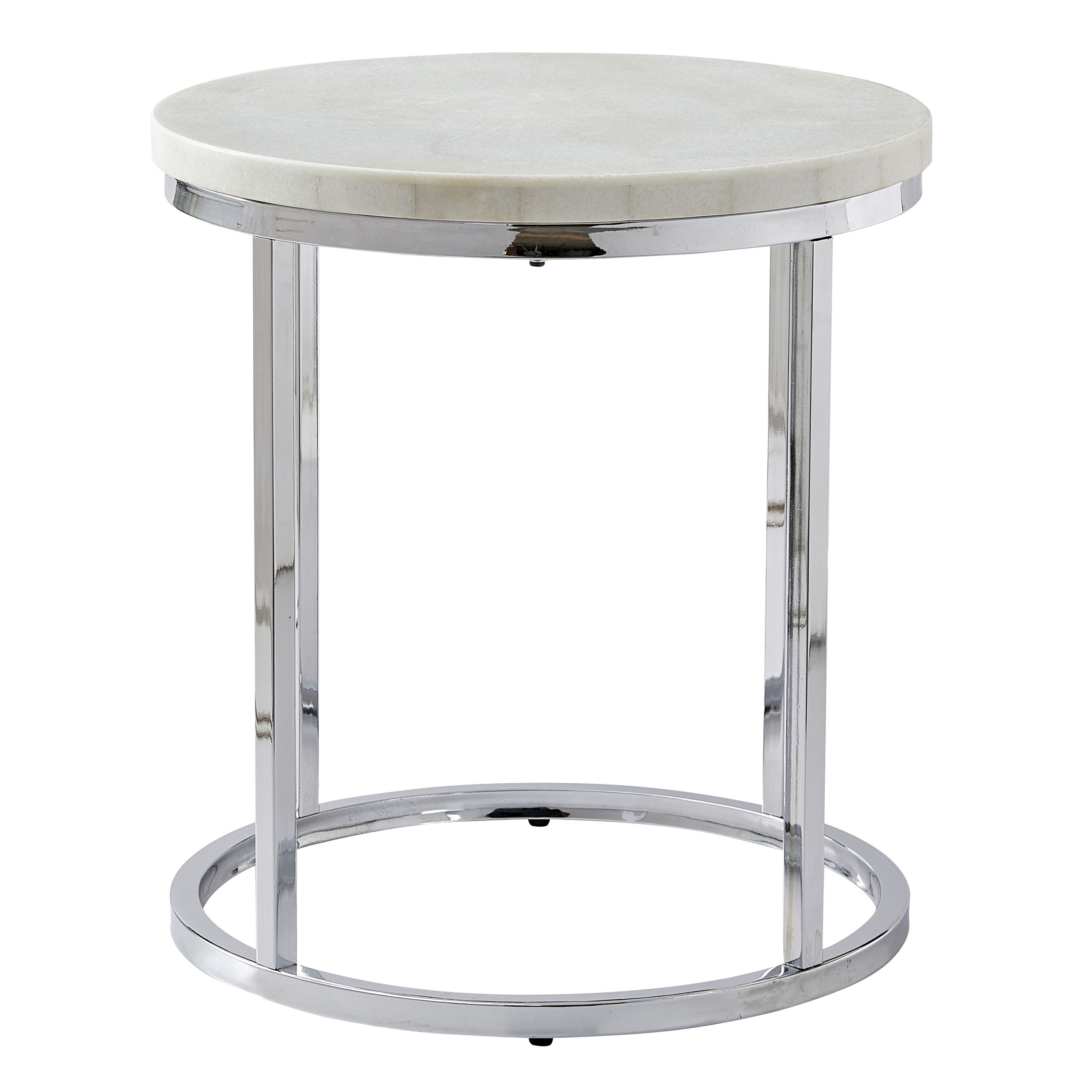 White Marble Top Round End Table