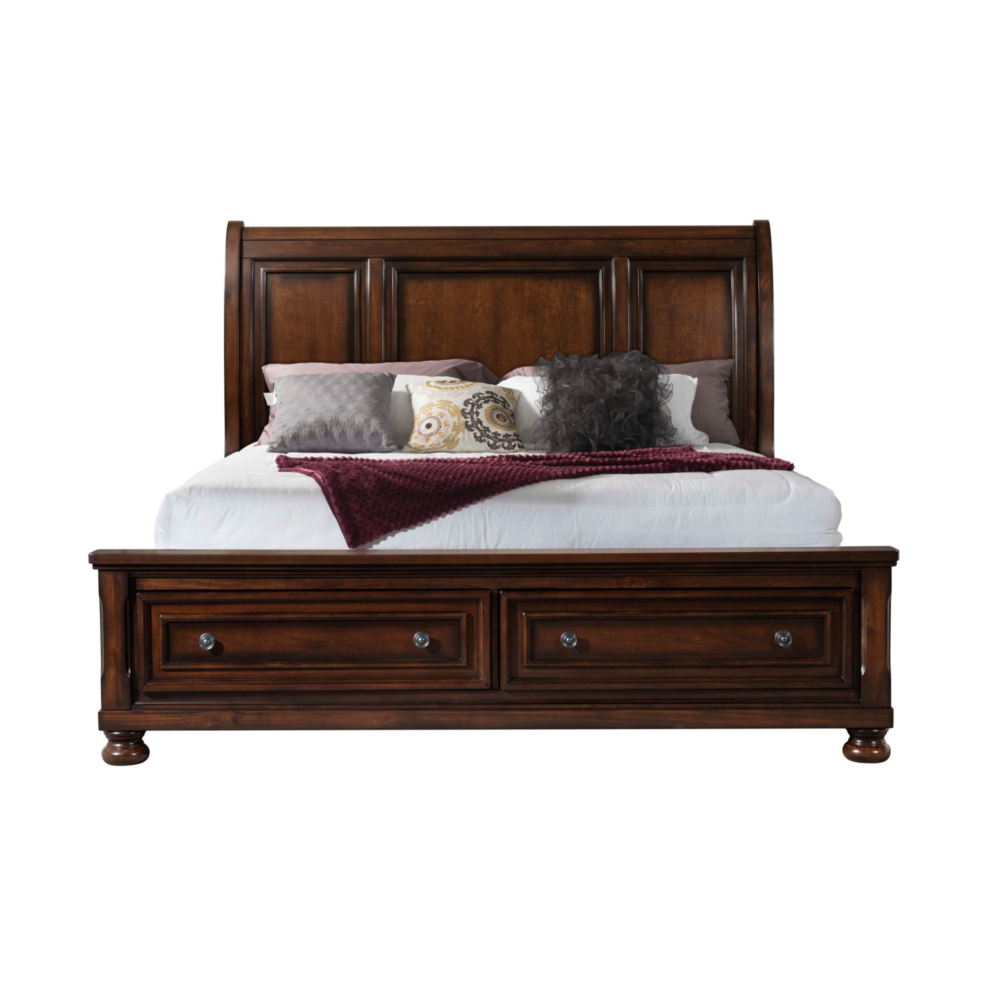 Kingston - Queen Bed With Storage Footboard And Non-Storage Rails - Walnut