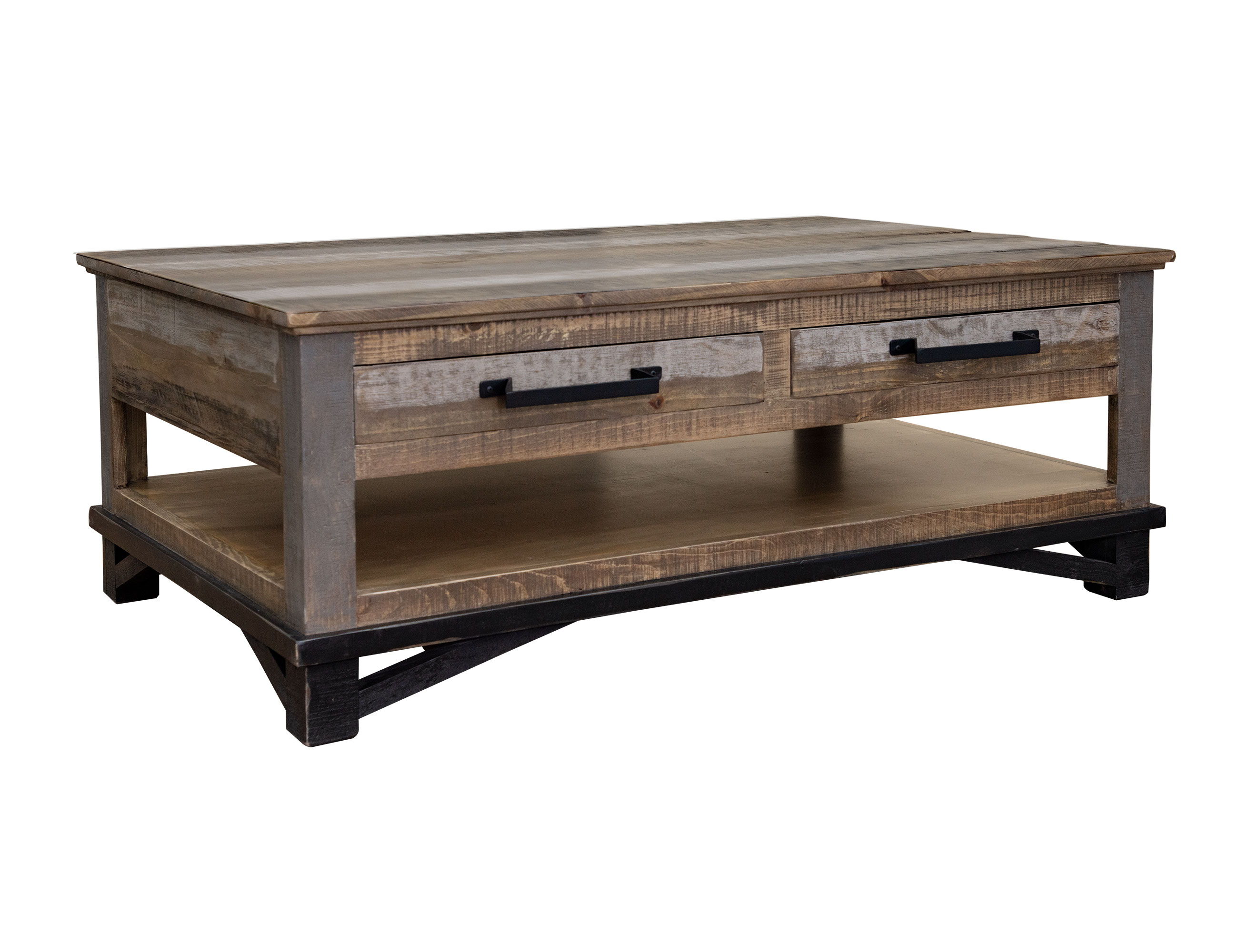 International Furniture Direct Loft Brown - Cocktail Table 4 Drawers - Two Tone Gray / Brown