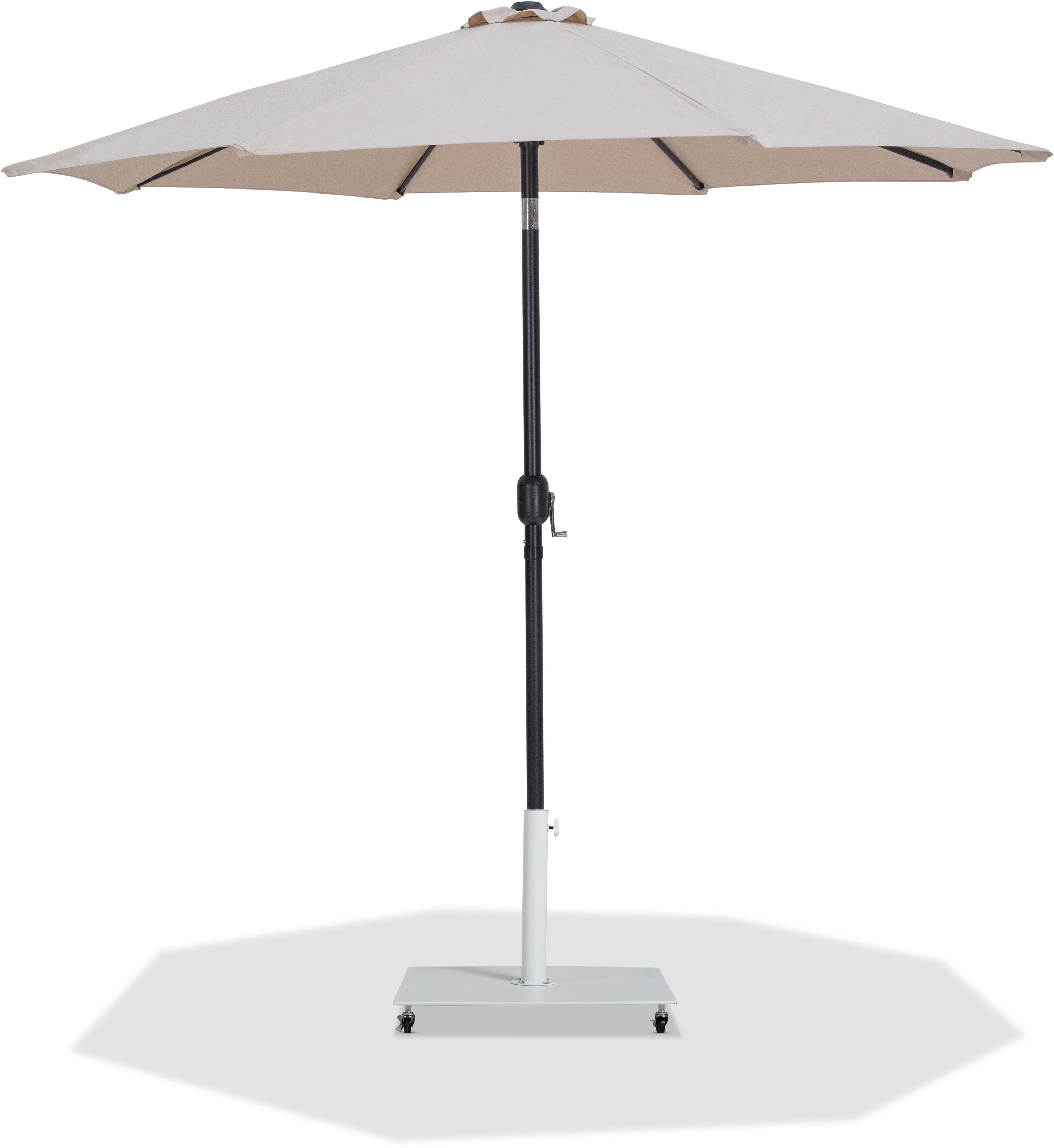 Fiji - Aluminum Patio Umbrella With Square White And Black Base - Beige