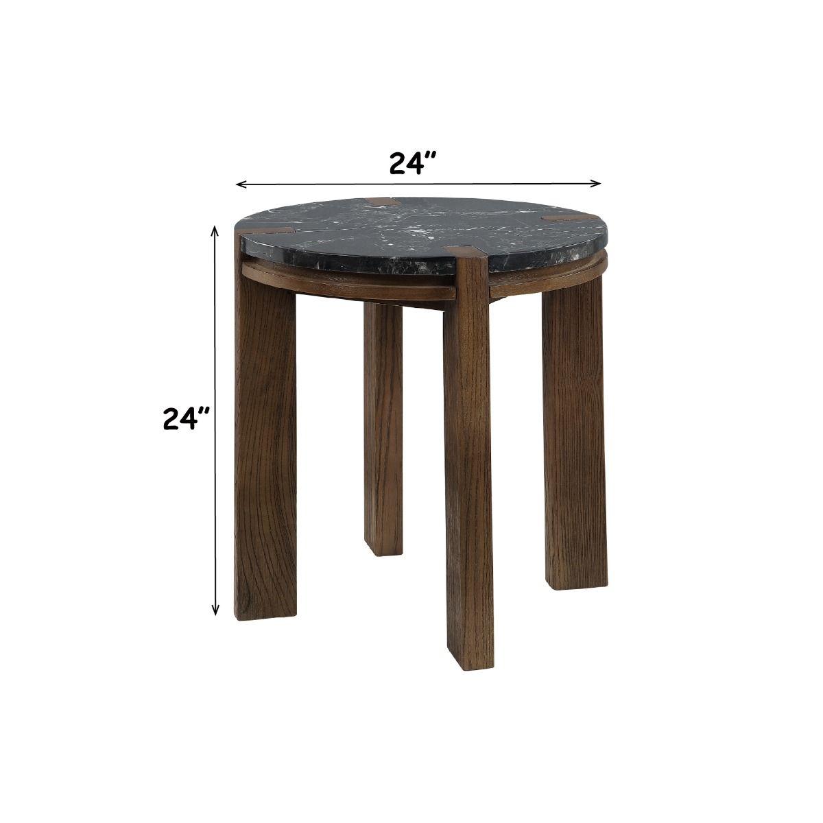 Estella - End Table With Natural Marble Top - Black Top & Walnut, dark brown, view 5