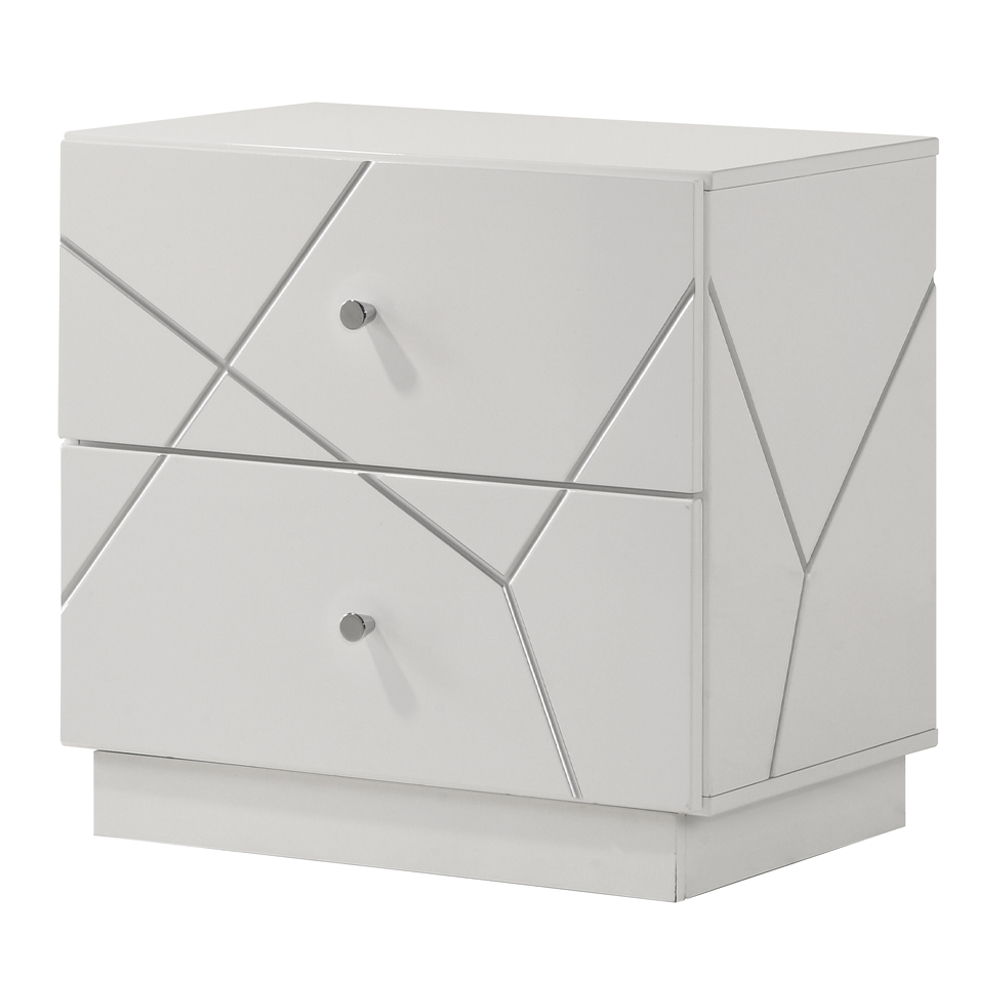 Esther - Nightstand - White / Silver, white, view 2