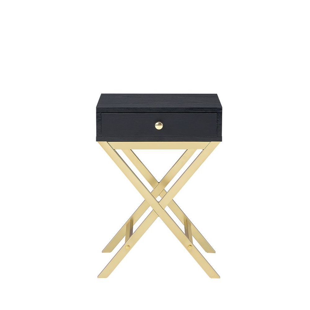 Coleen - Accent Table - Black & Brass, black, view 2