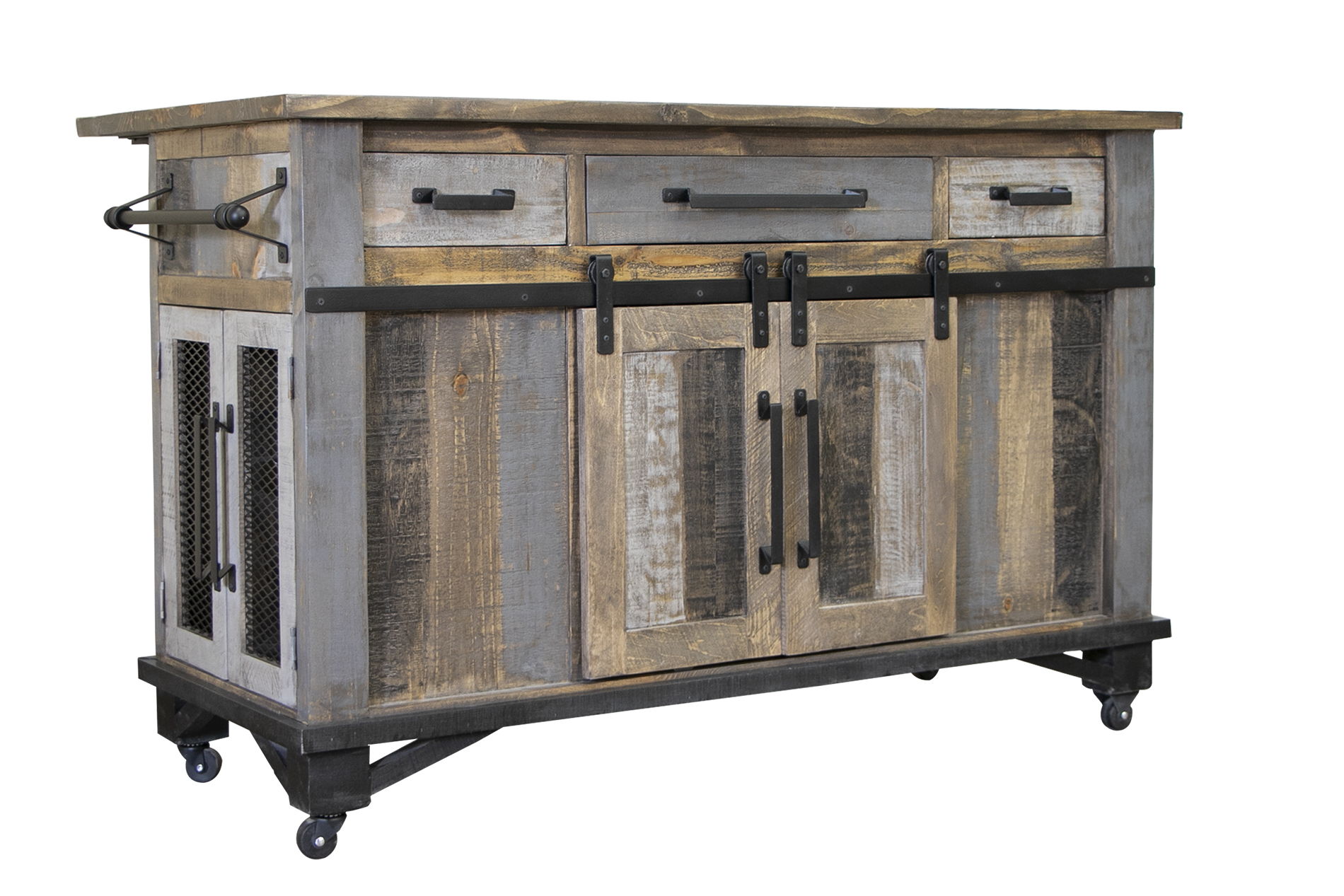 International Furniture Direct Loft Brown - Kitchen Island - Two Tone Gray / Brown