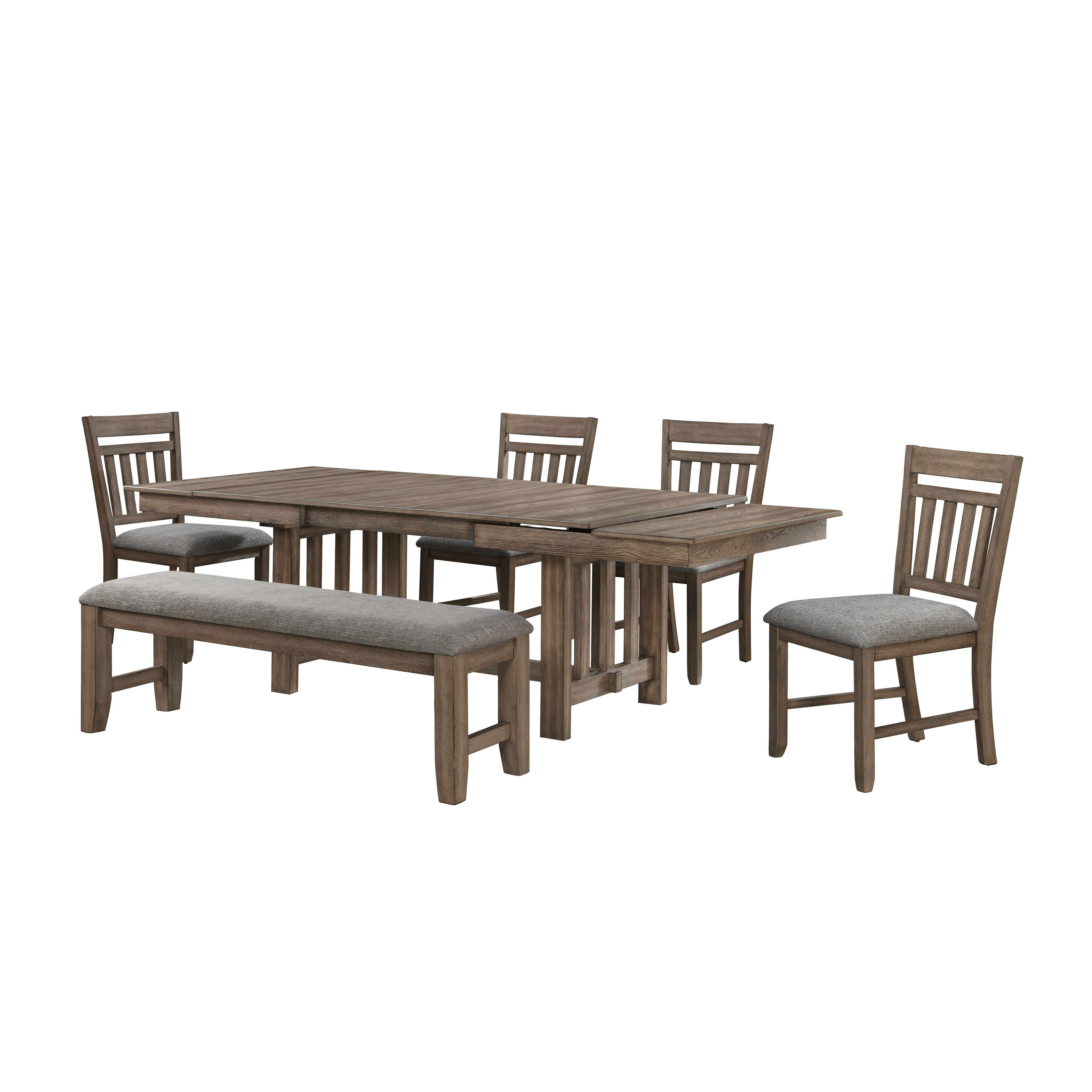 Harrisburg - Dining Table & 4 Chairs & Bench - Brown