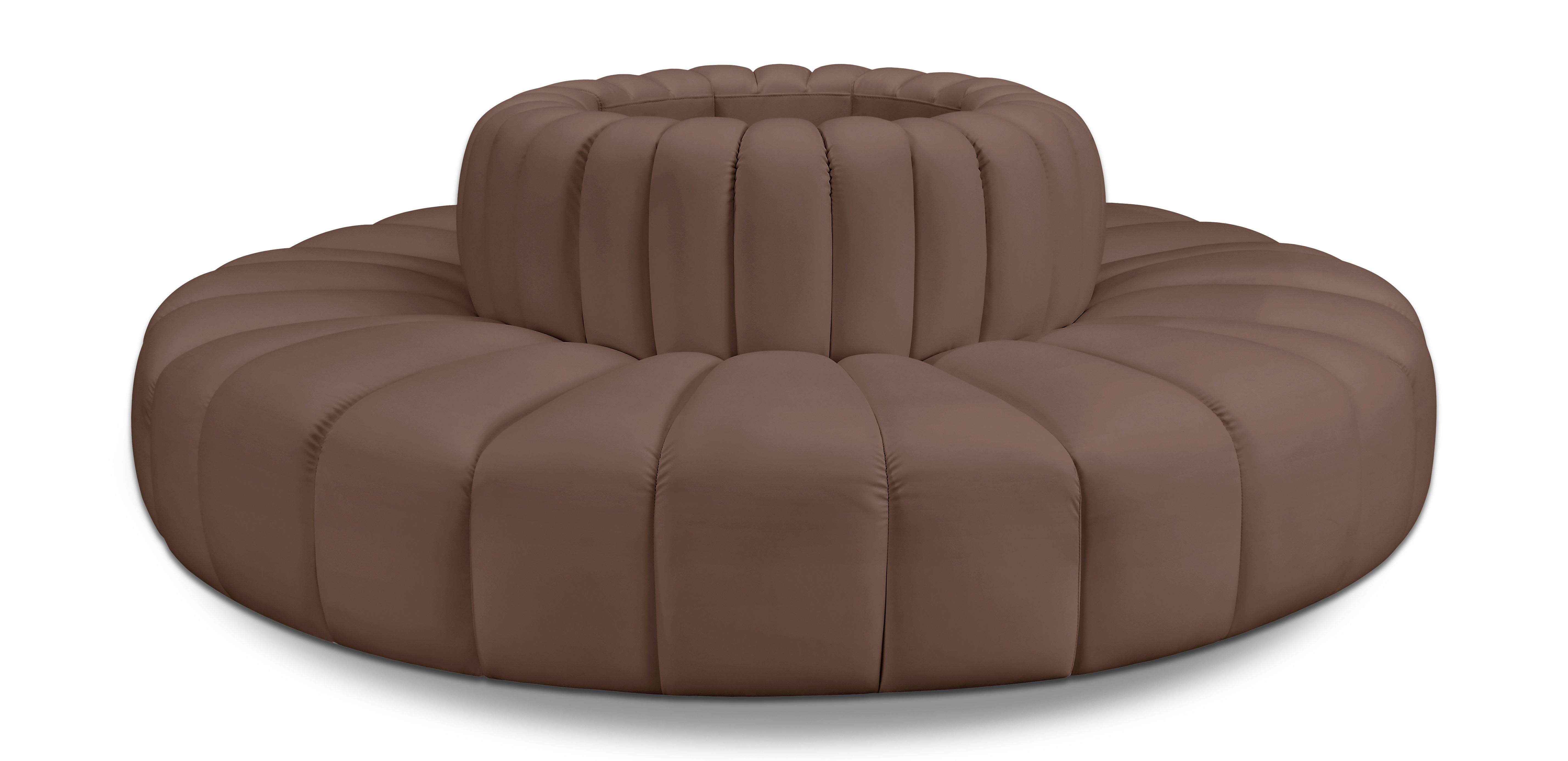 Arc - Faux Leather 8 Piece Round Modular Sofa - Brown