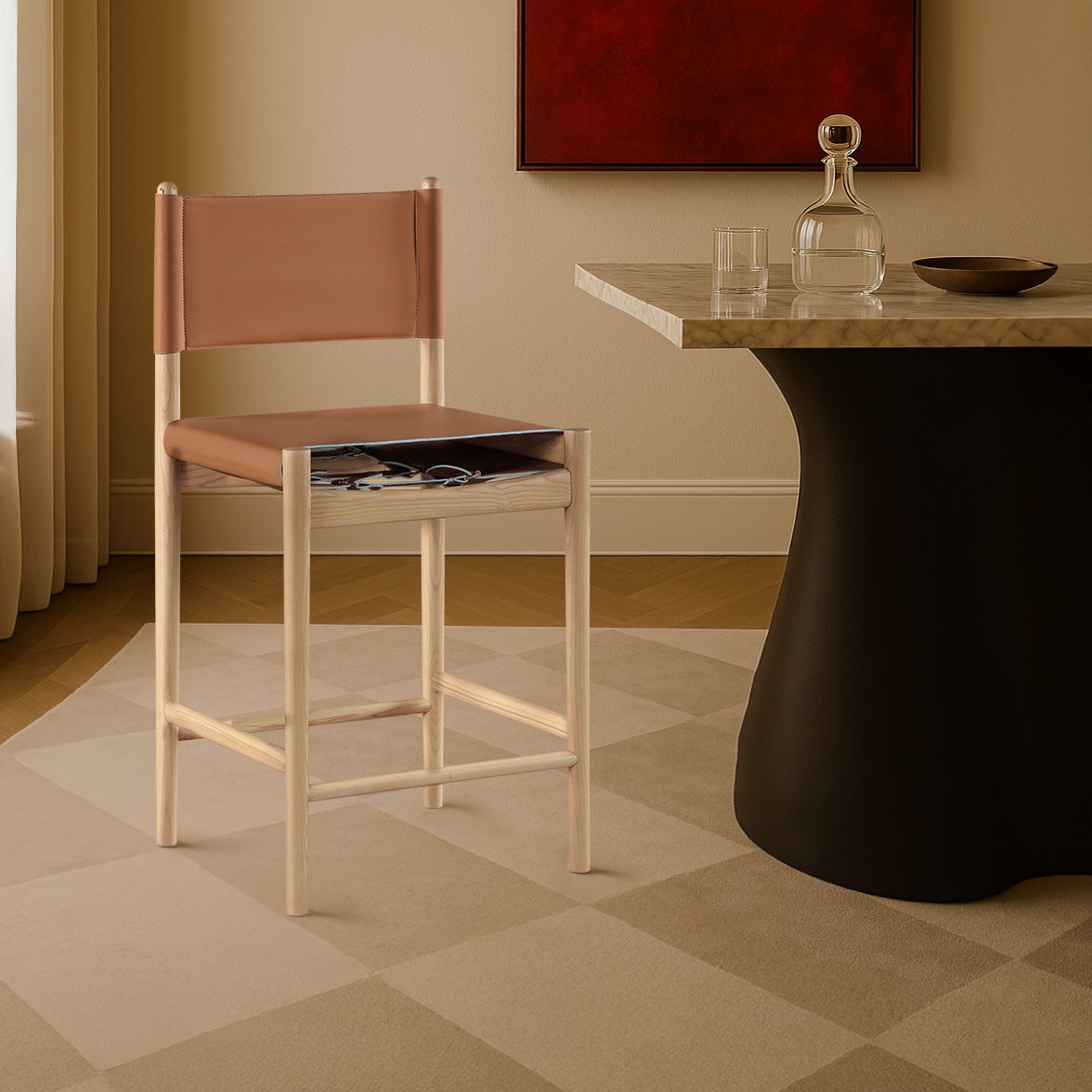 Rawlins - Vegan Leather Counter Stool - Cognac